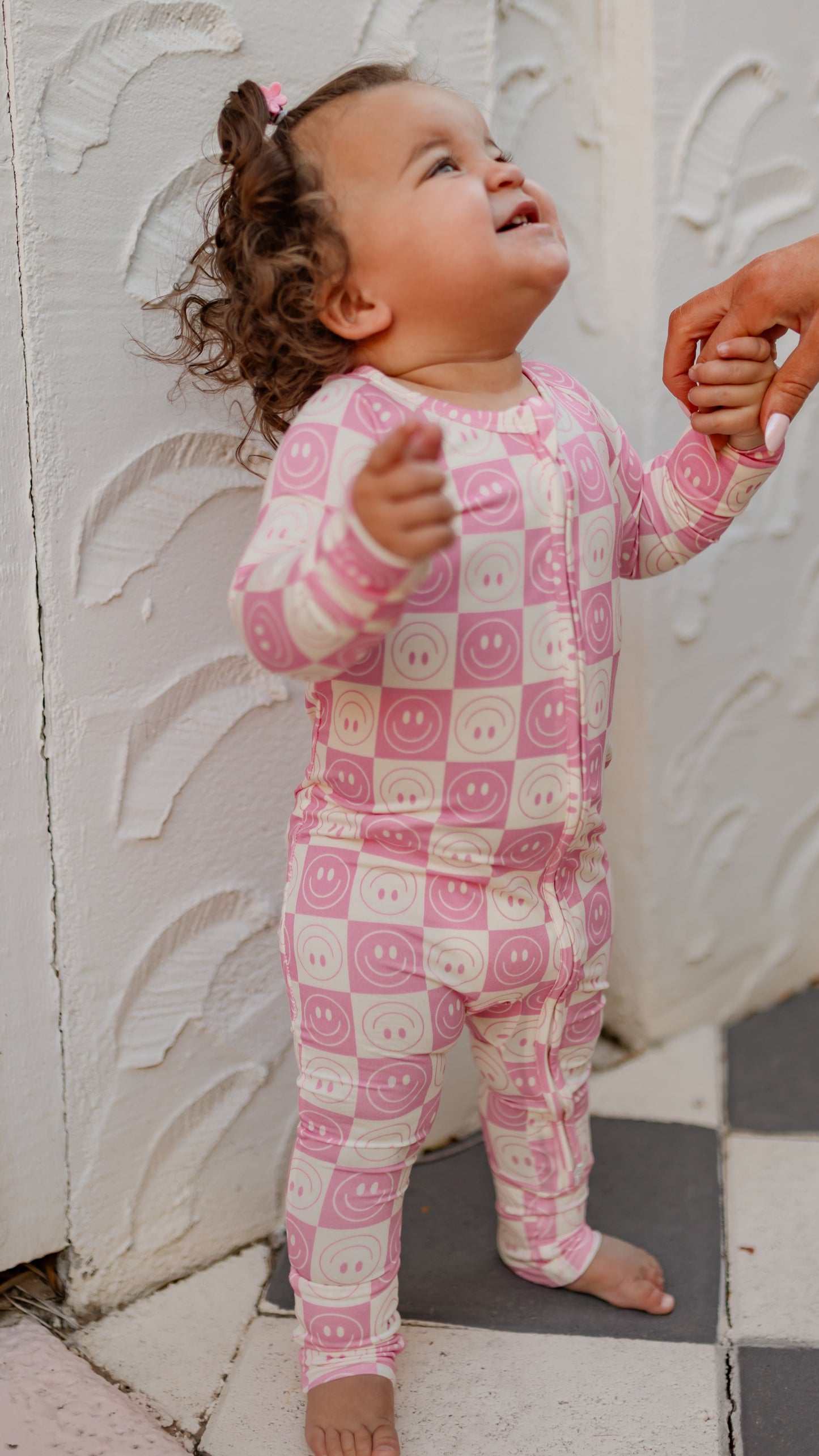 Infant Romper in Checkered Smileys