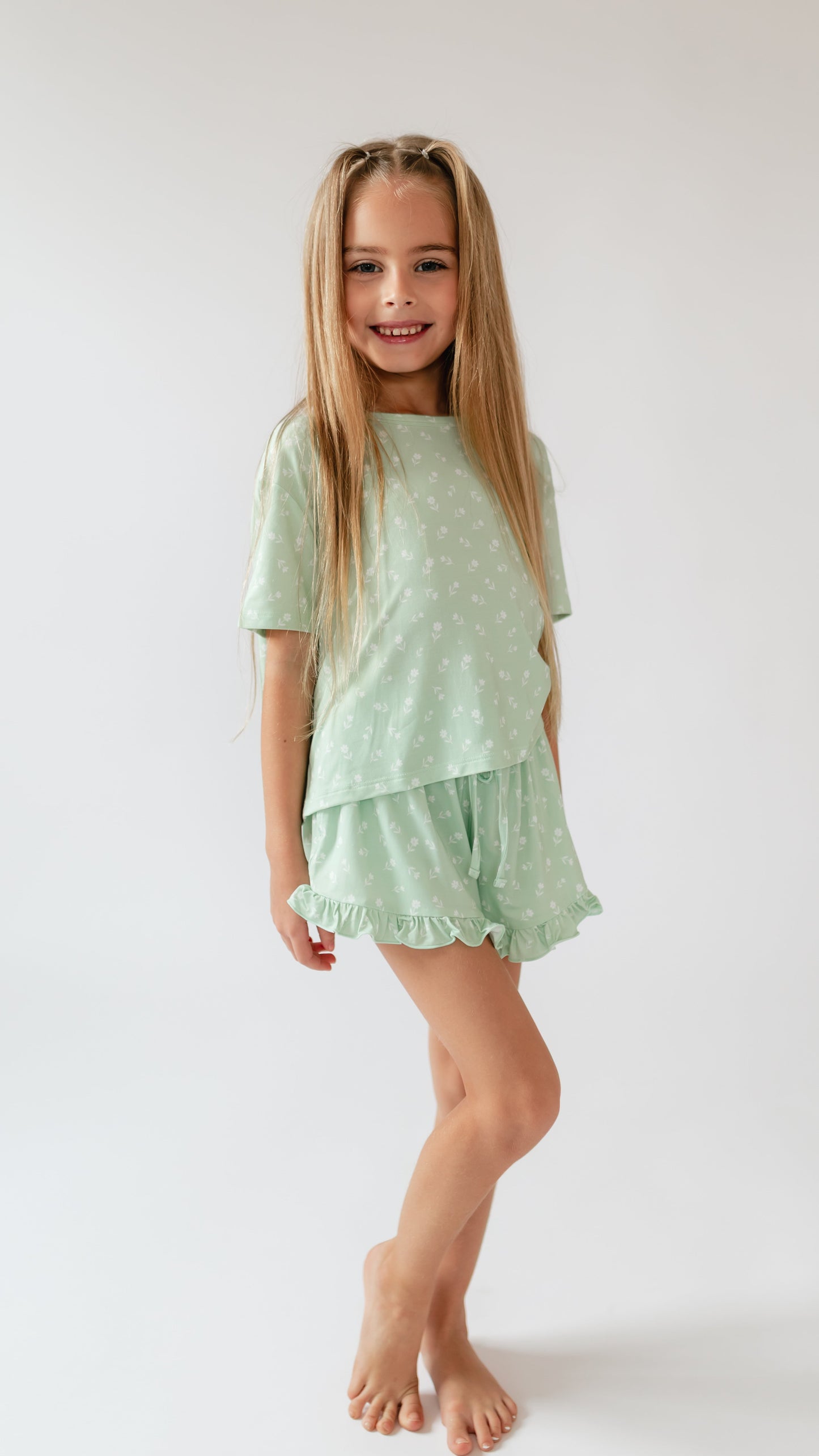 Girl's Ruffle Short Set in Meadow Bloom