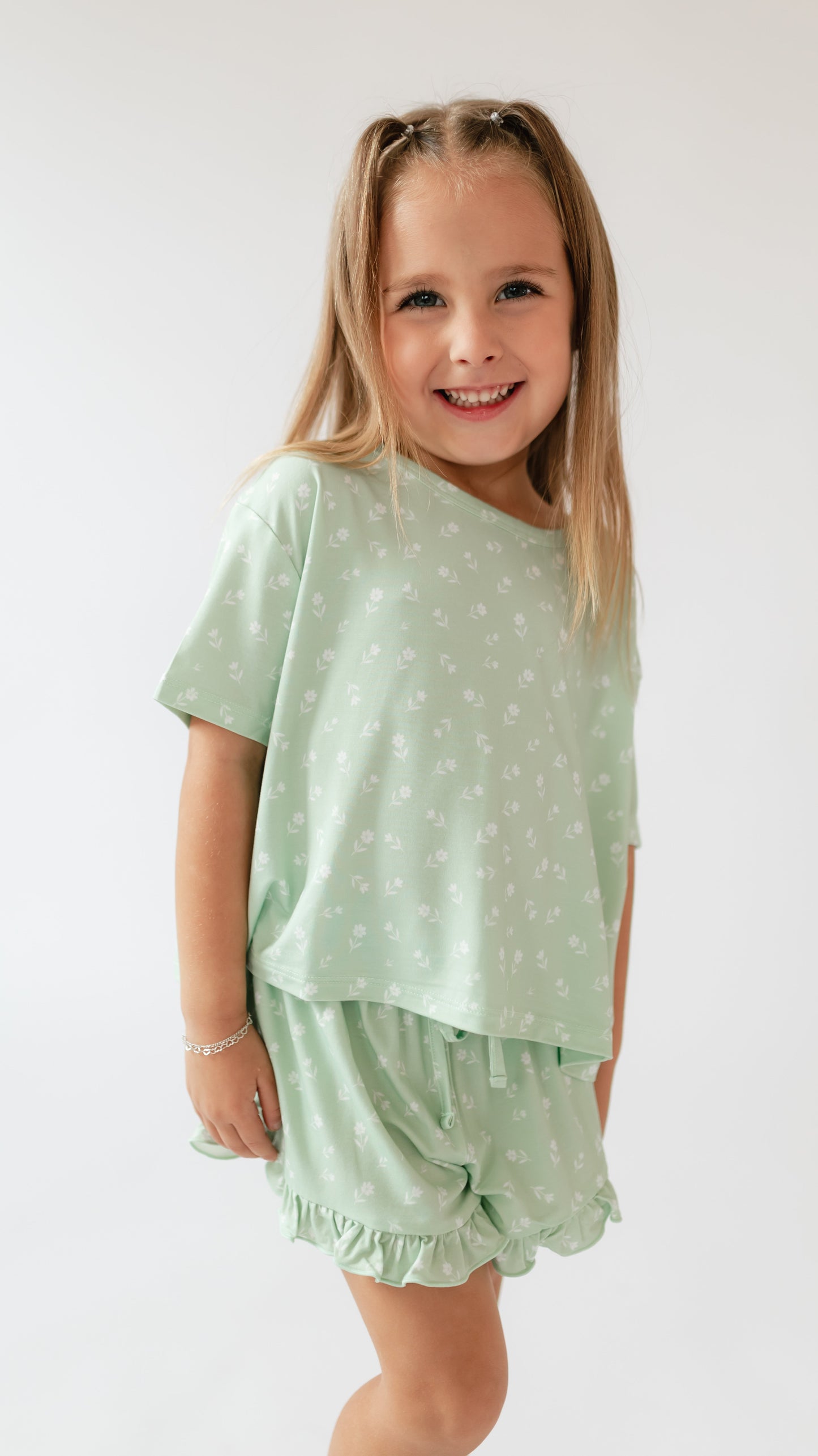 Girl's Ruffle Short Set in Meadow Bloom
