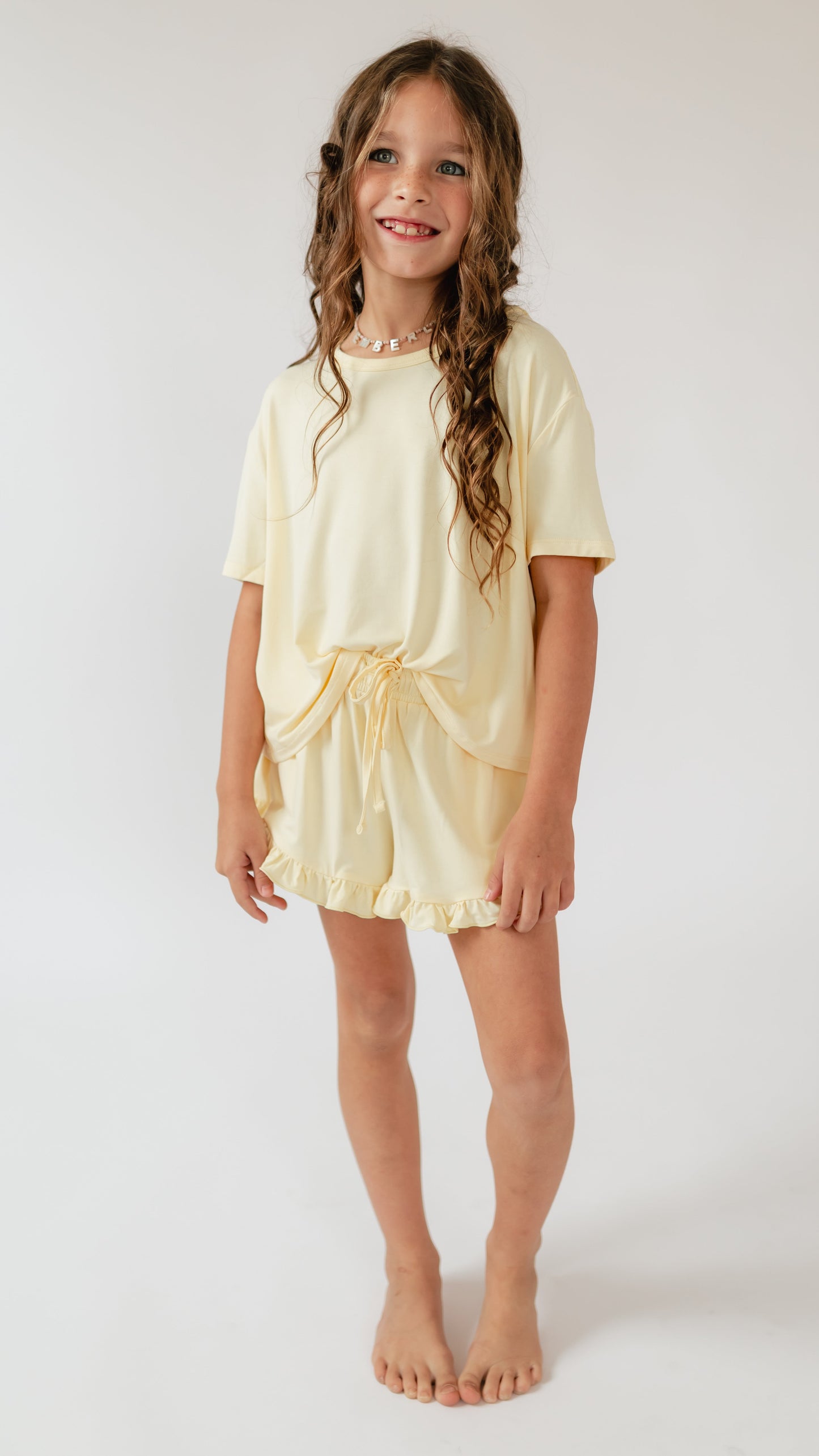 Girl's Ruffle Set in Butter Yellow