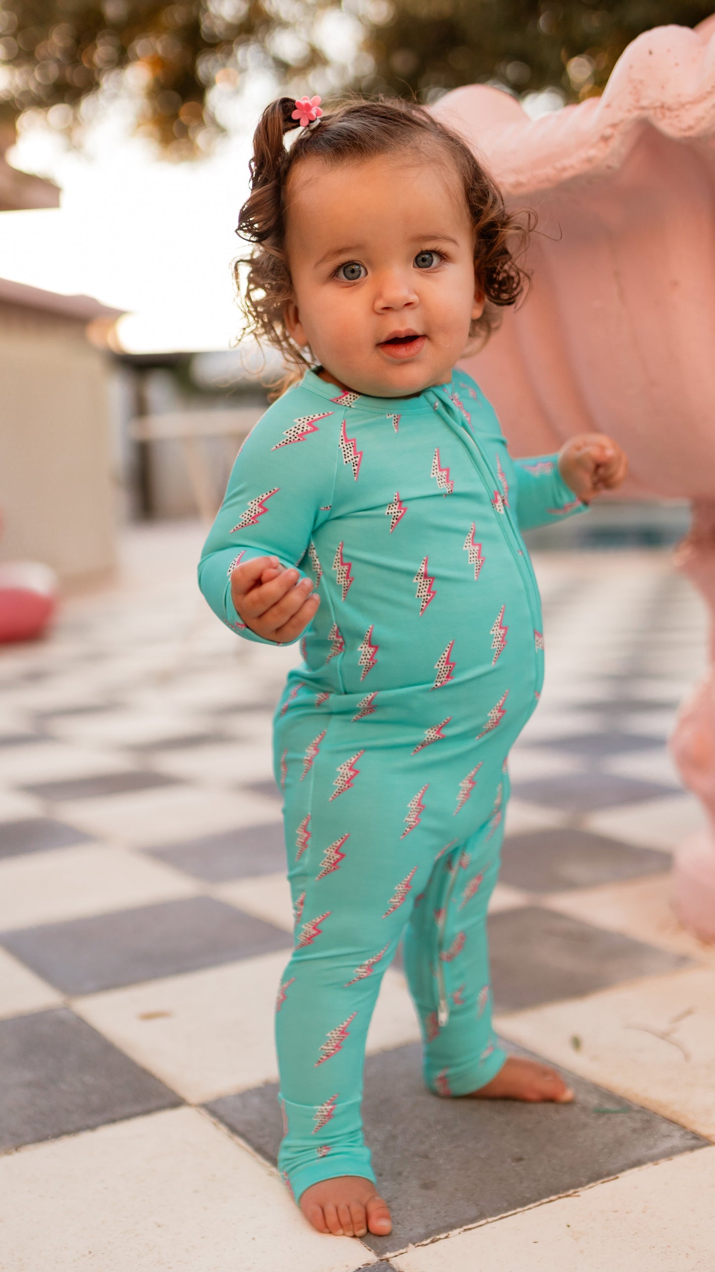 Infant Romper in Neon Bolts