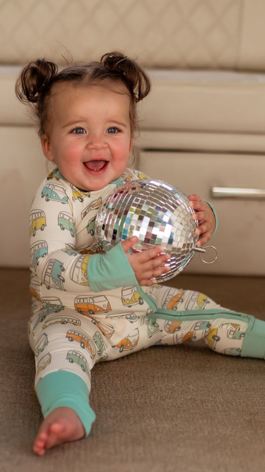 Infant Romper in Groovy Bus