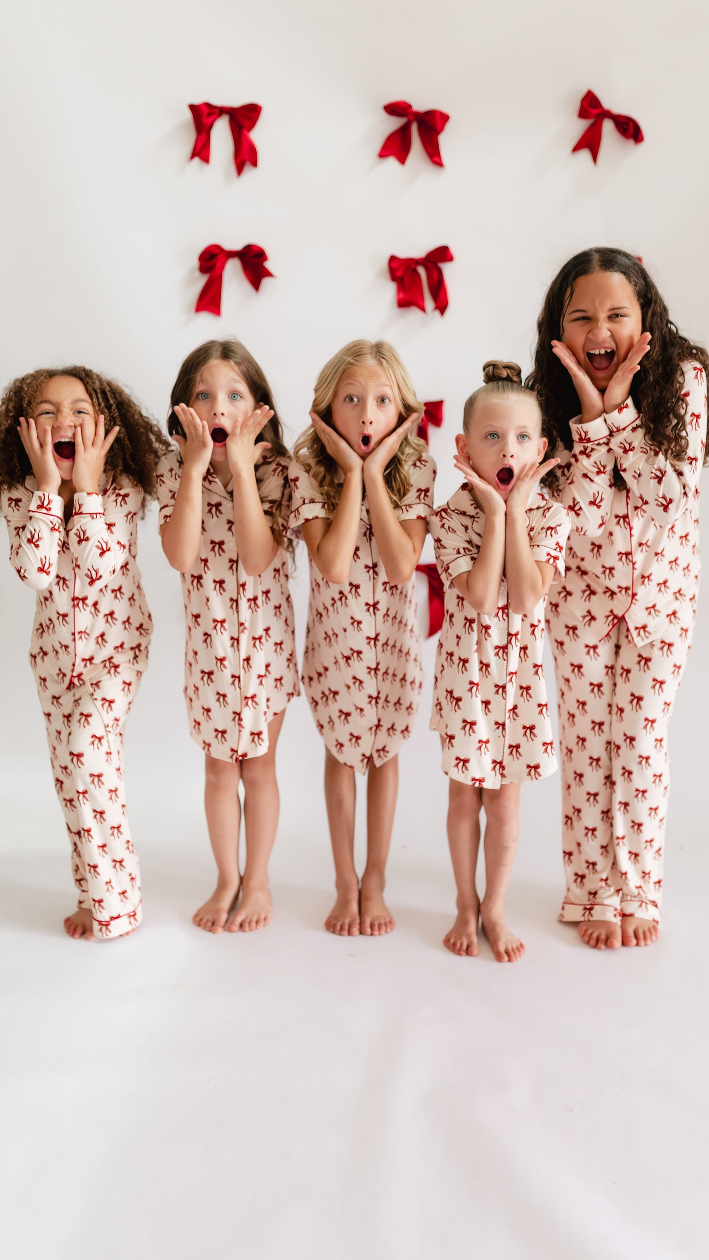 Girl's Button Up Set in Christmas Bows