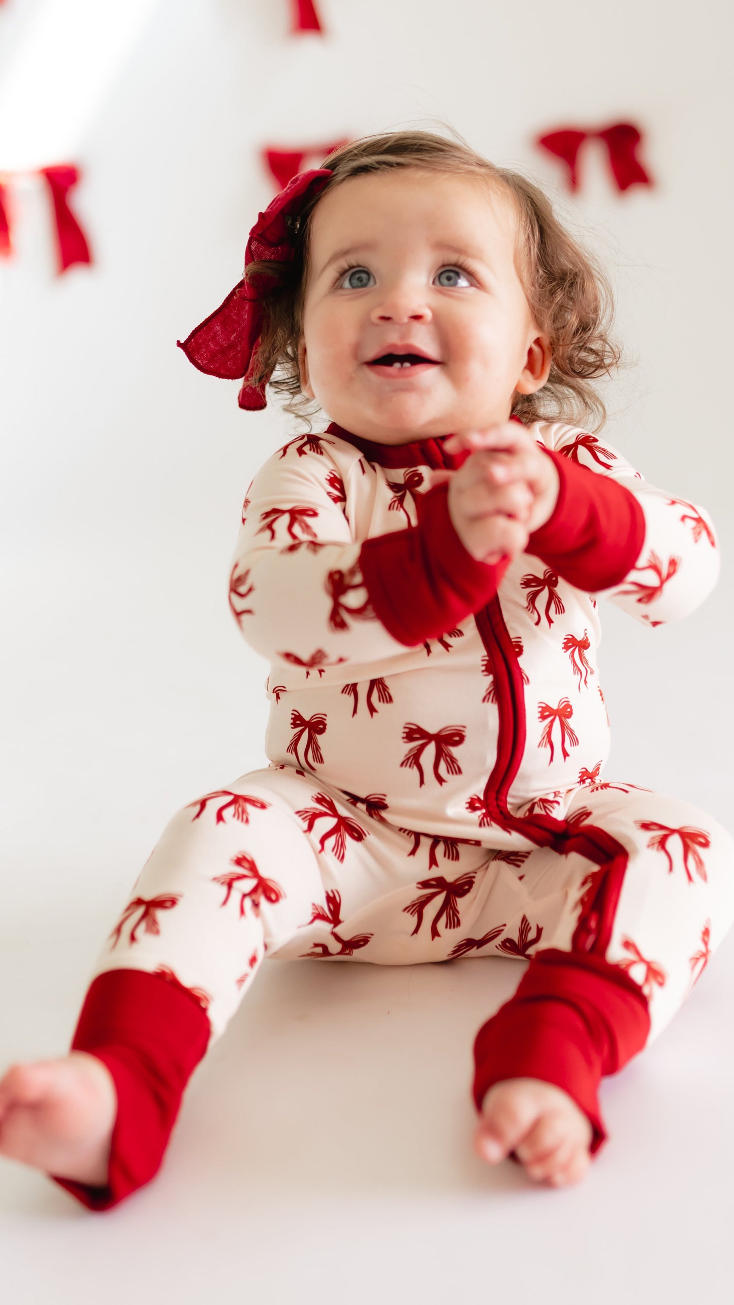 Infant Romper in Christmas Bows