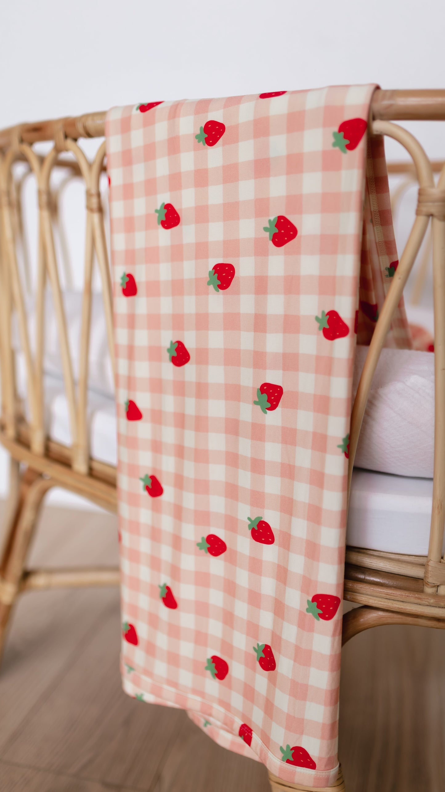 Infant Swaddle in Strawberry Gingham