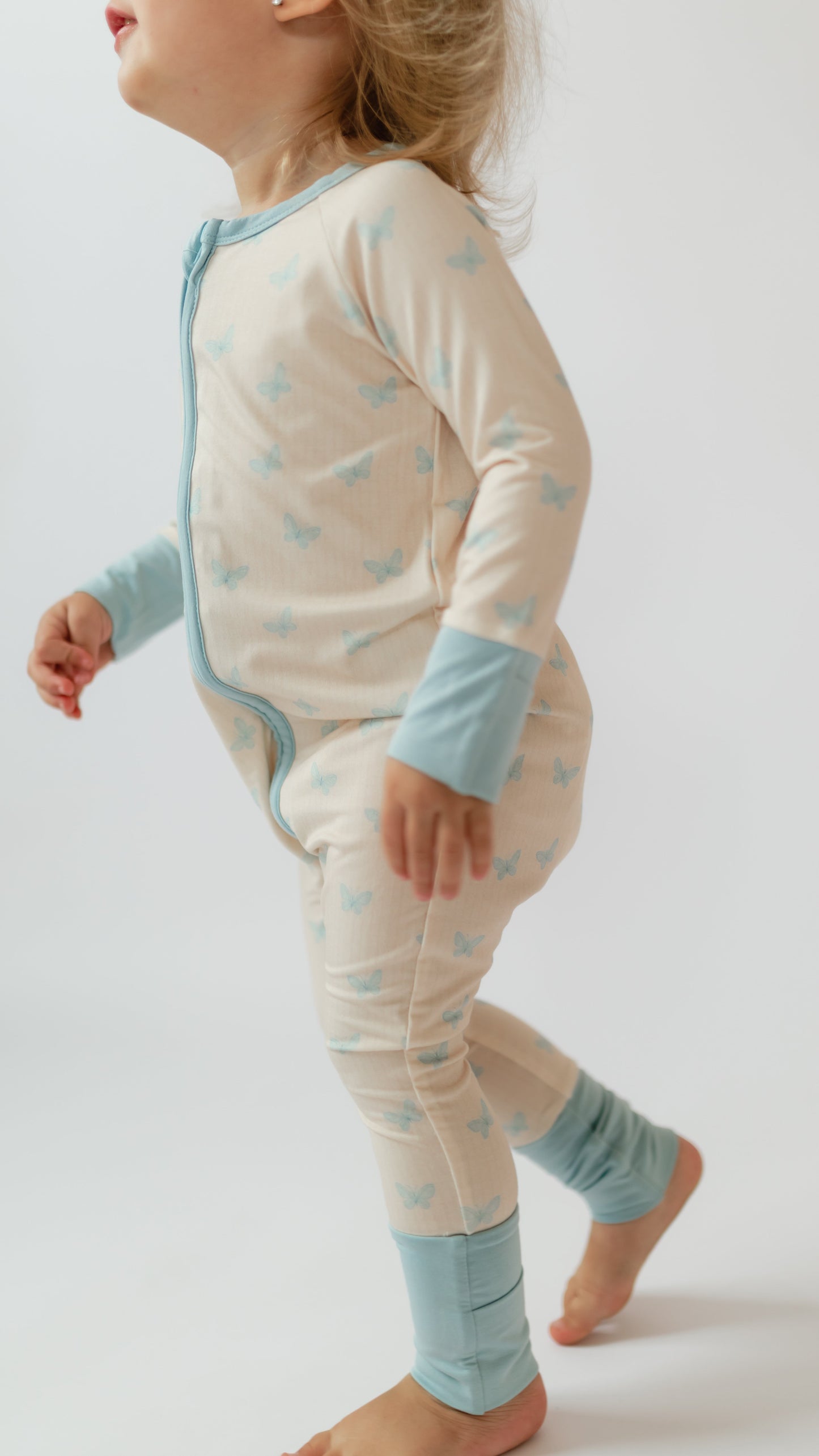 Infant Romper in Blue Butterflies