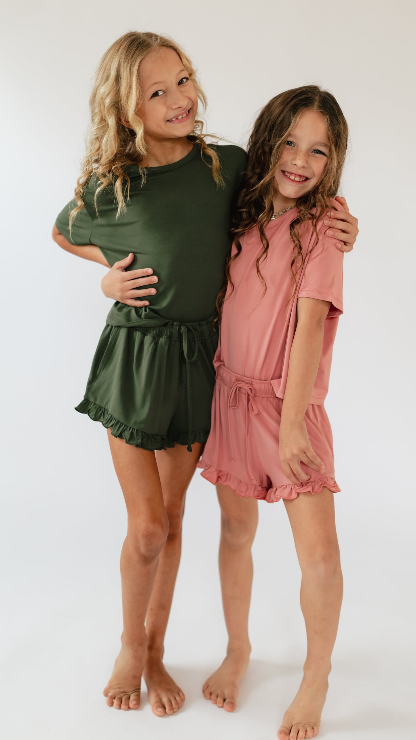 Girl's Ruffle Short Set in Mauve