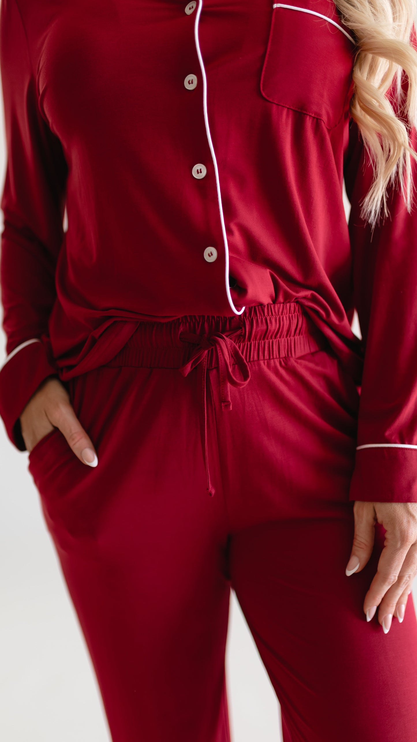 Women's Button Up Set In Burgundy