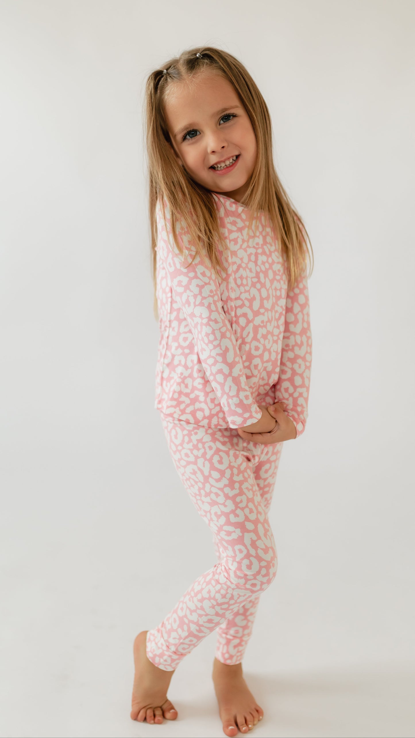 Youth Pajama Set in Pink Leopard