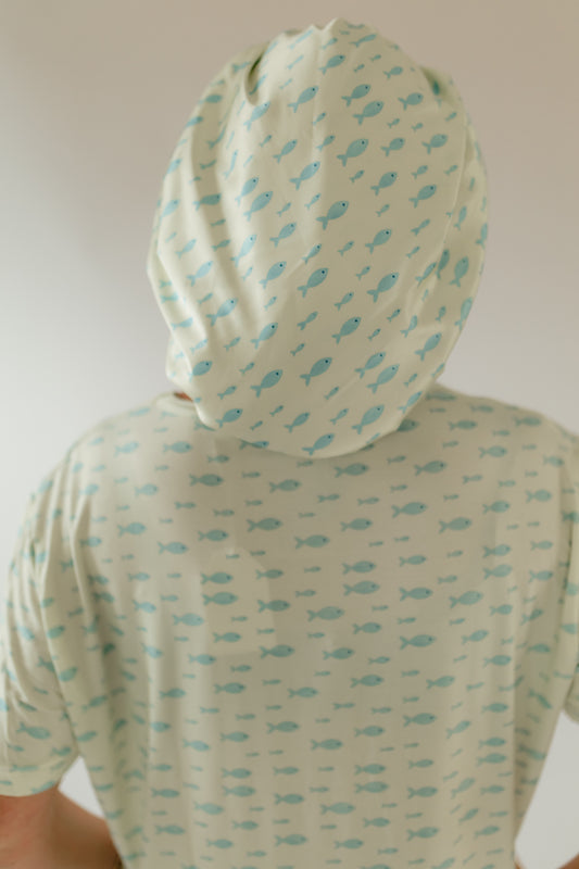 Adult Satin Bonnet in Little Minnows