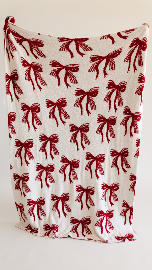 Youth Plush Throw Blanket in Christmas Bows