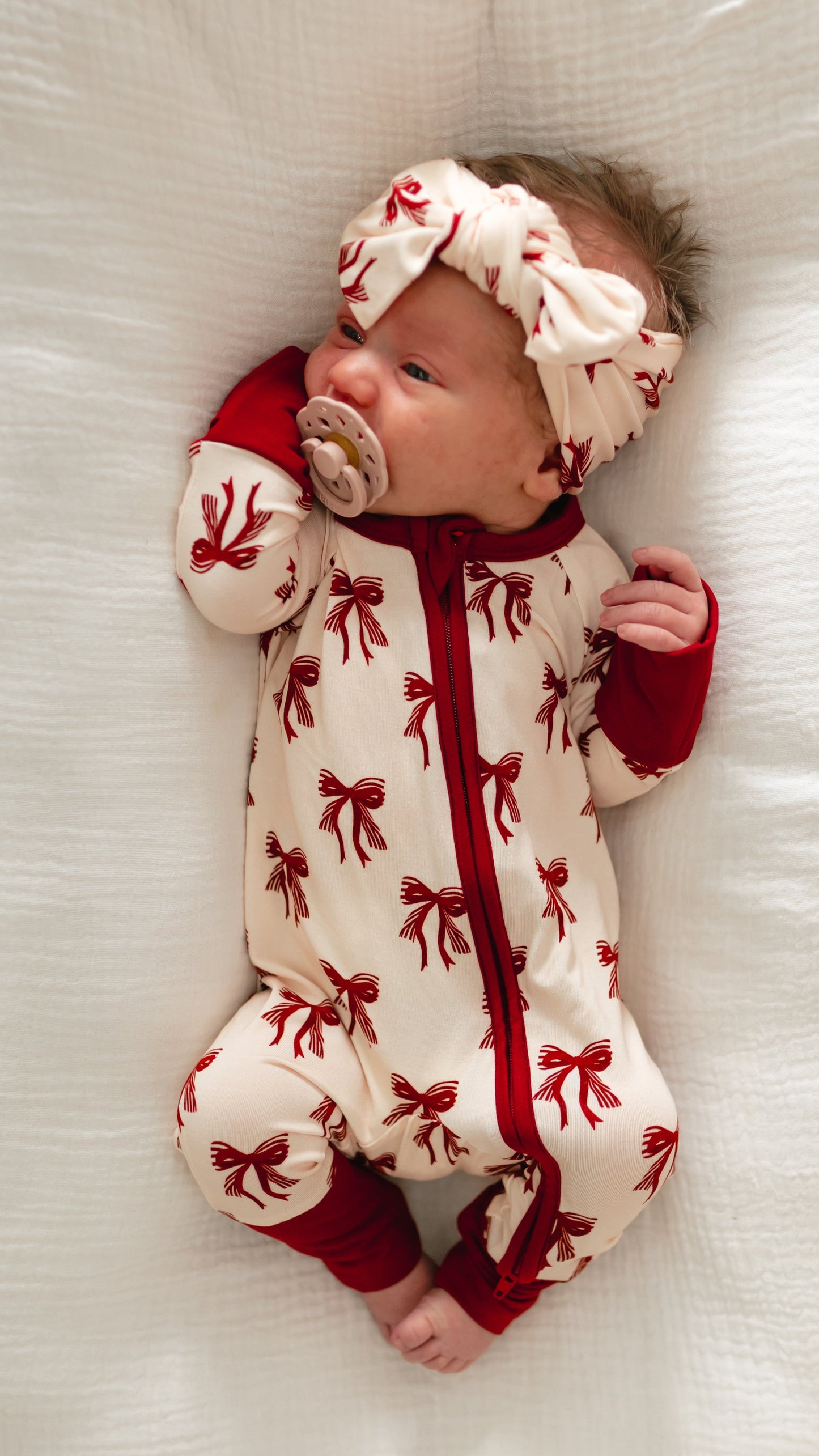Infant Romper in Christmas Bows