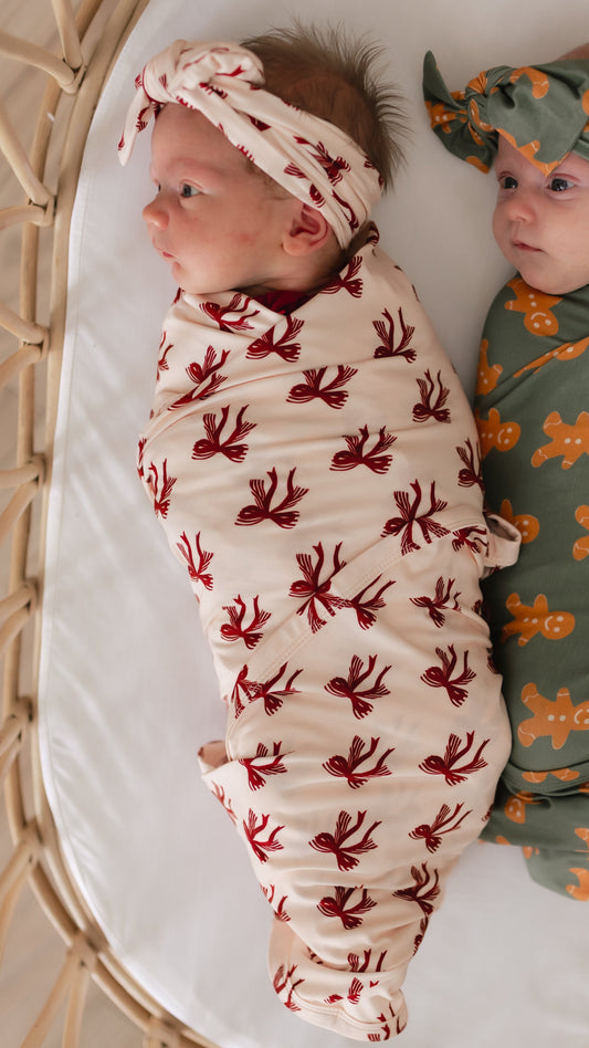 Infant Swaddle in Christmas Bows