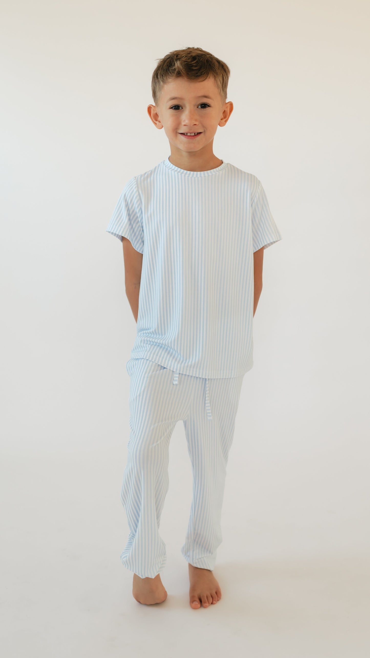 Youth Jogger Set In Blue Pin Stripes