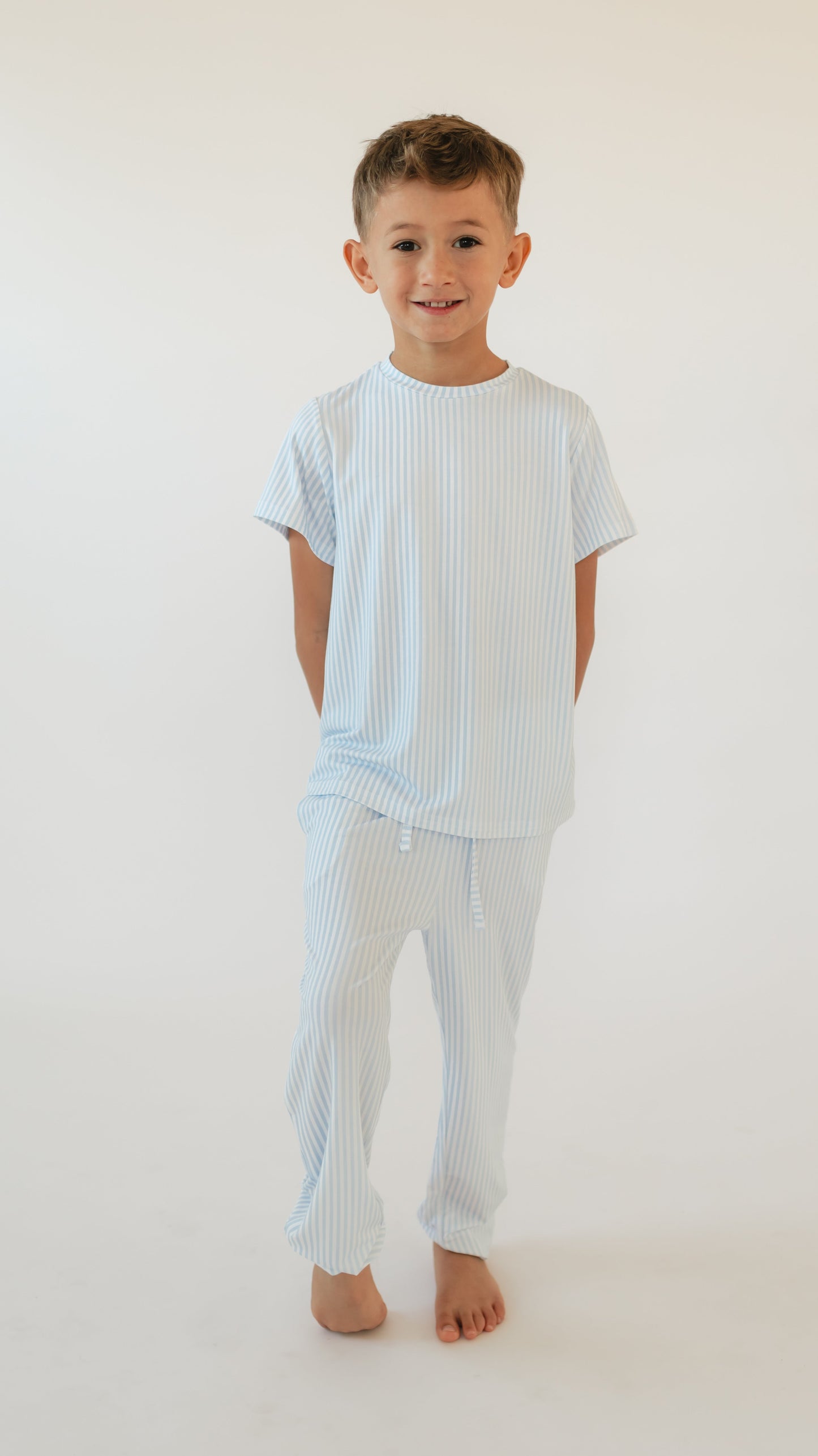 Adult Jogger Set In Blue Pin Stripes