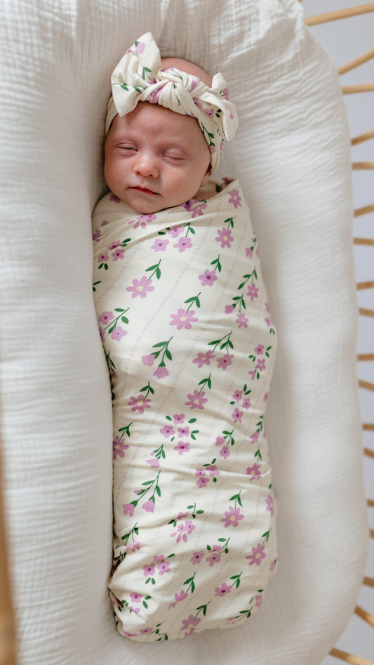 Infant Swaddle in Purple Floral