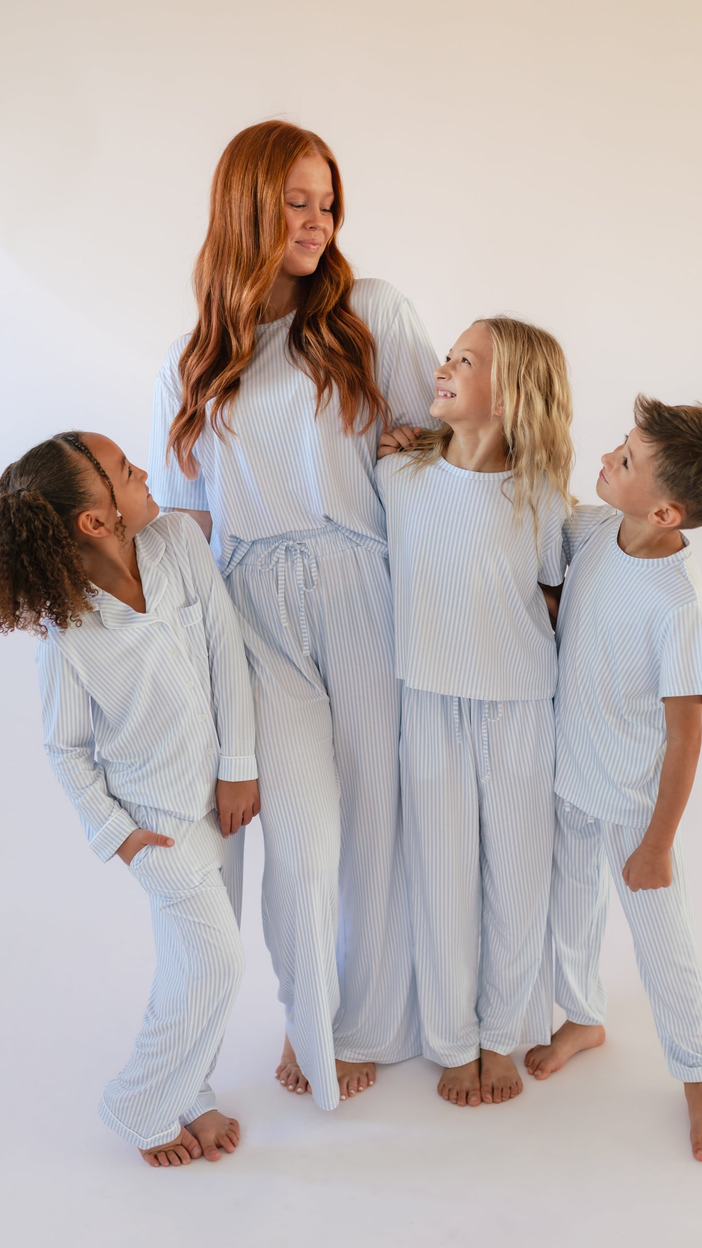 Women's T-Shirt and Pants Set in Blue Stripes