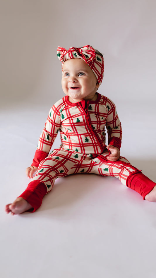 Infant Romper in Christmas Plaid