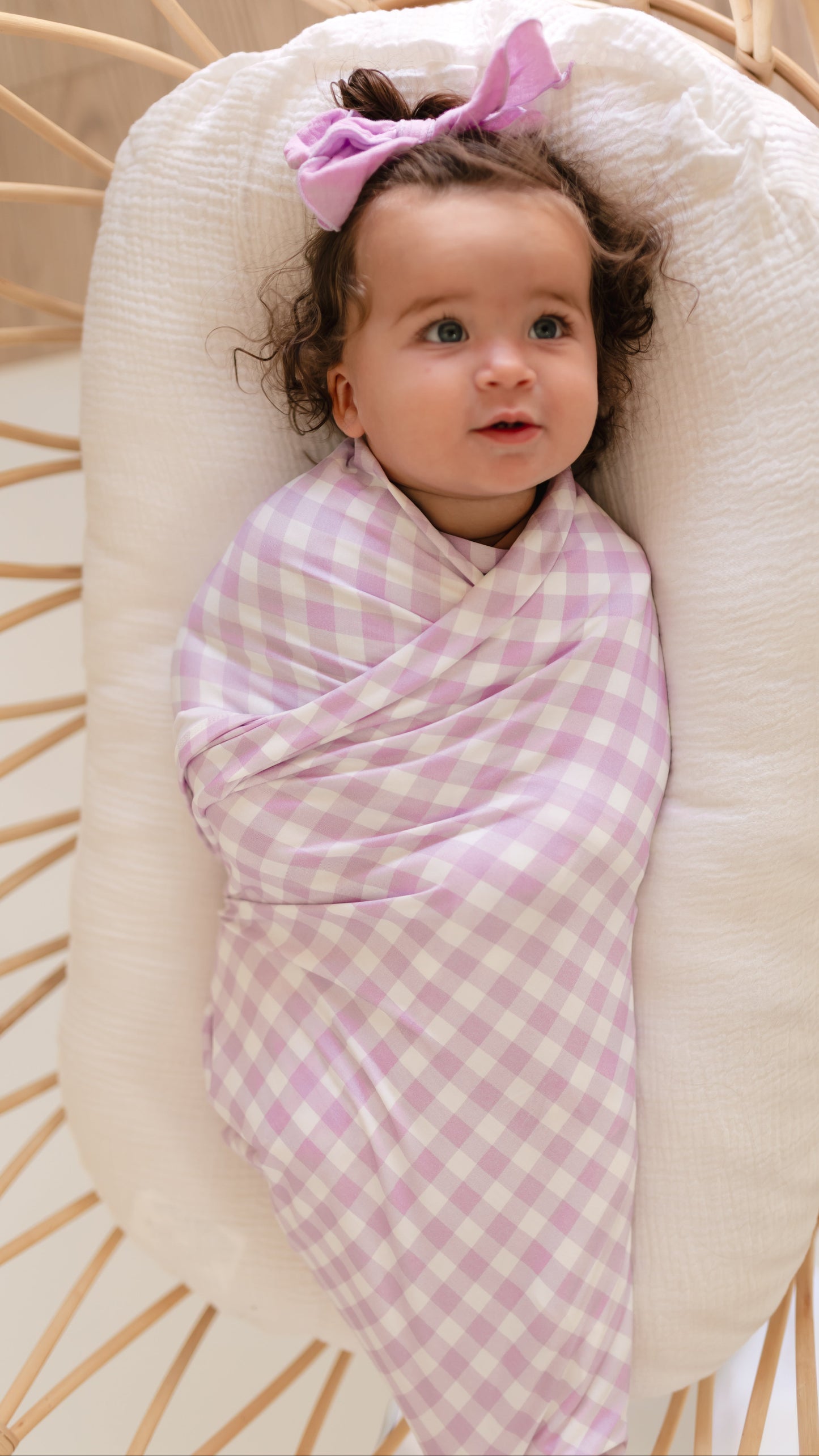 Infant Swaddle in Purple Gingham