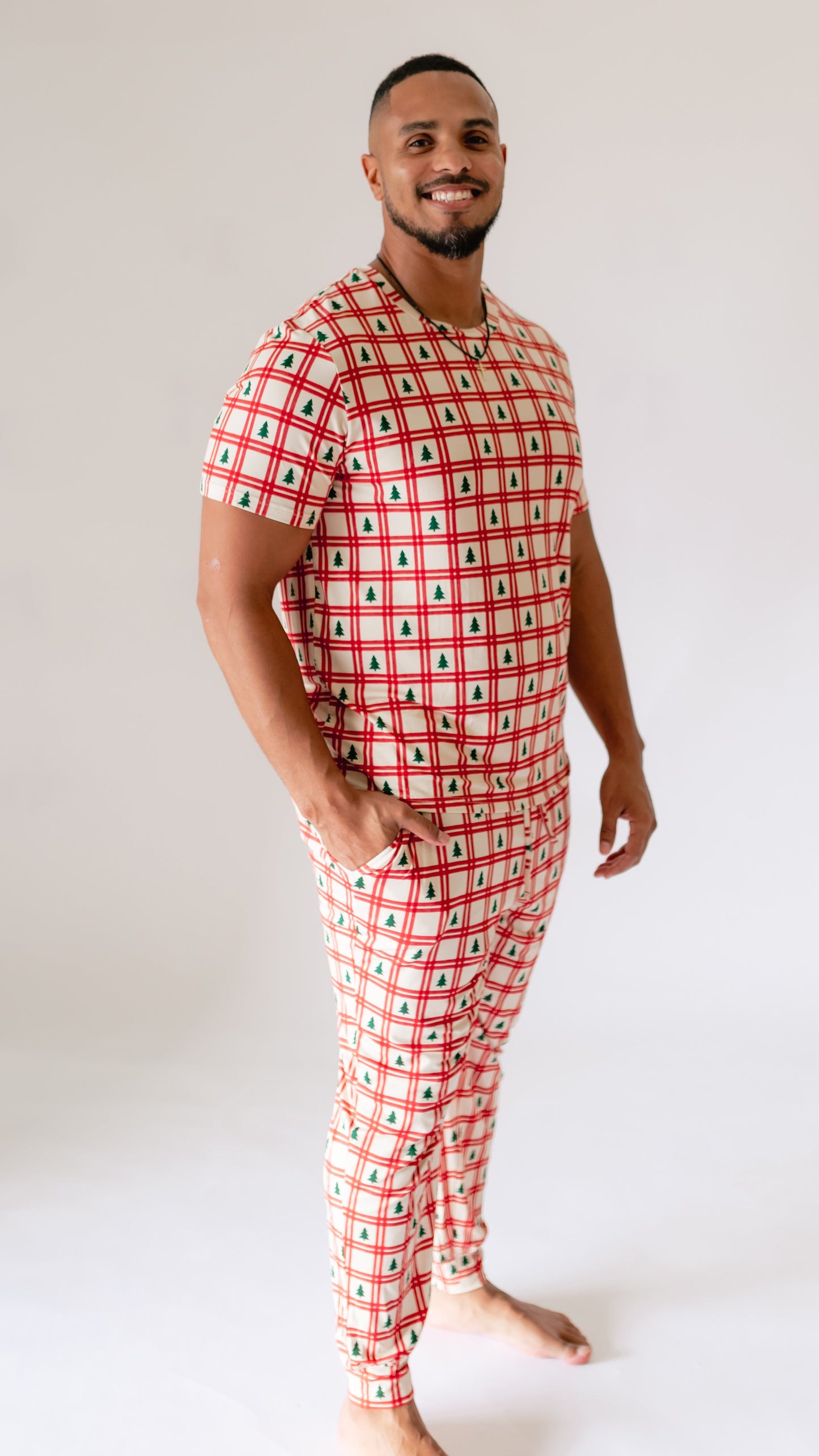 Adult Jogger Set In Christmas Plaid