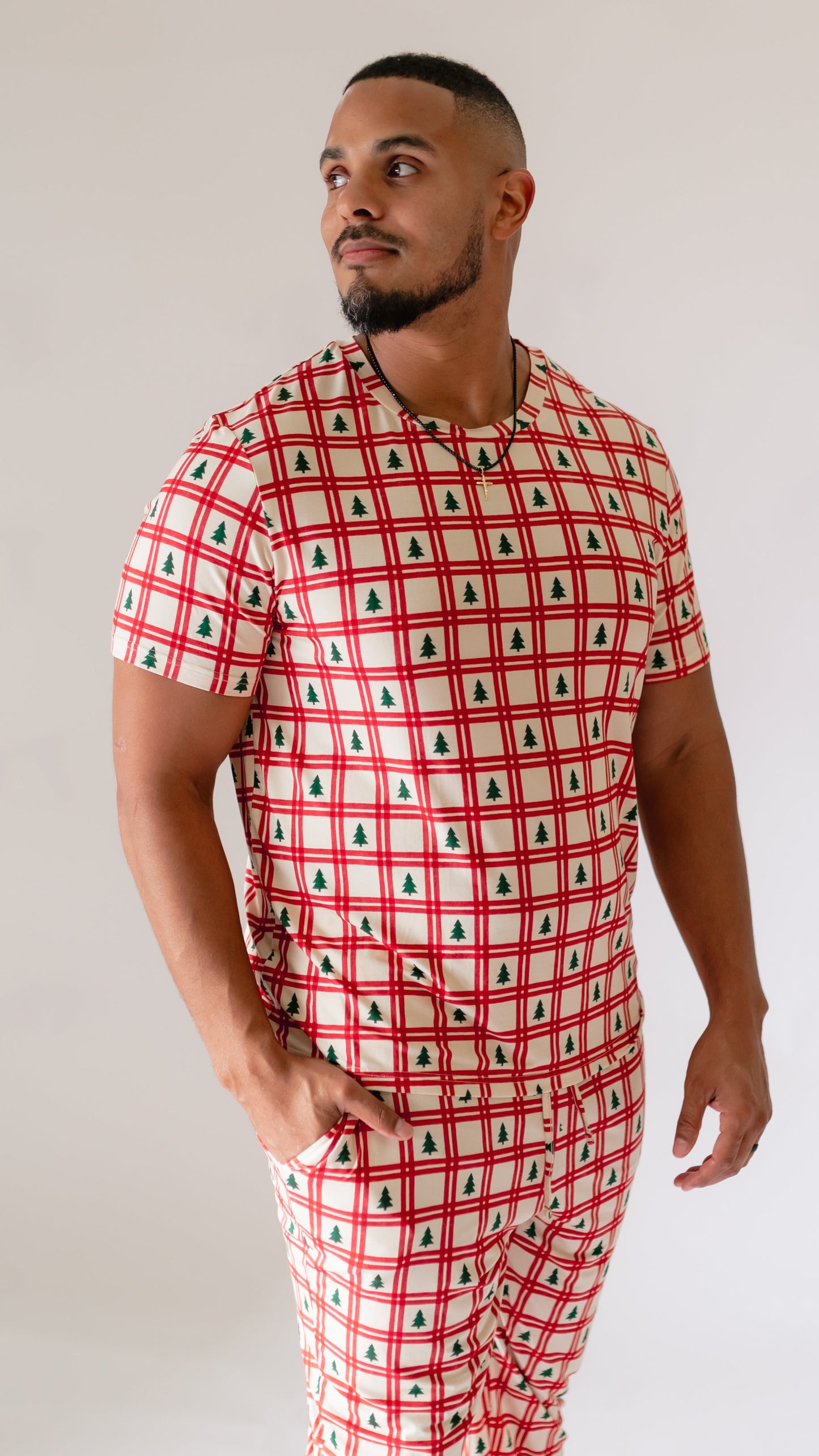 Adult Jogger Set In Christmas Plaid