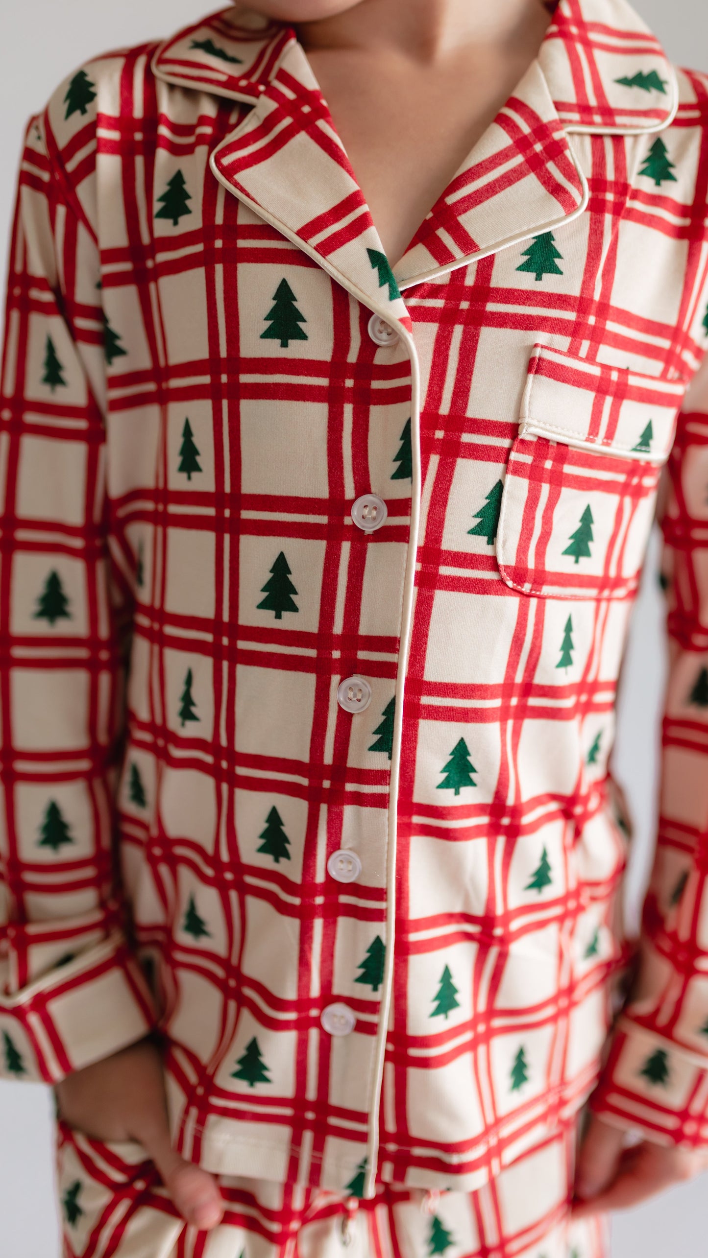 Girl's Button Up Set in Christmas Plaid