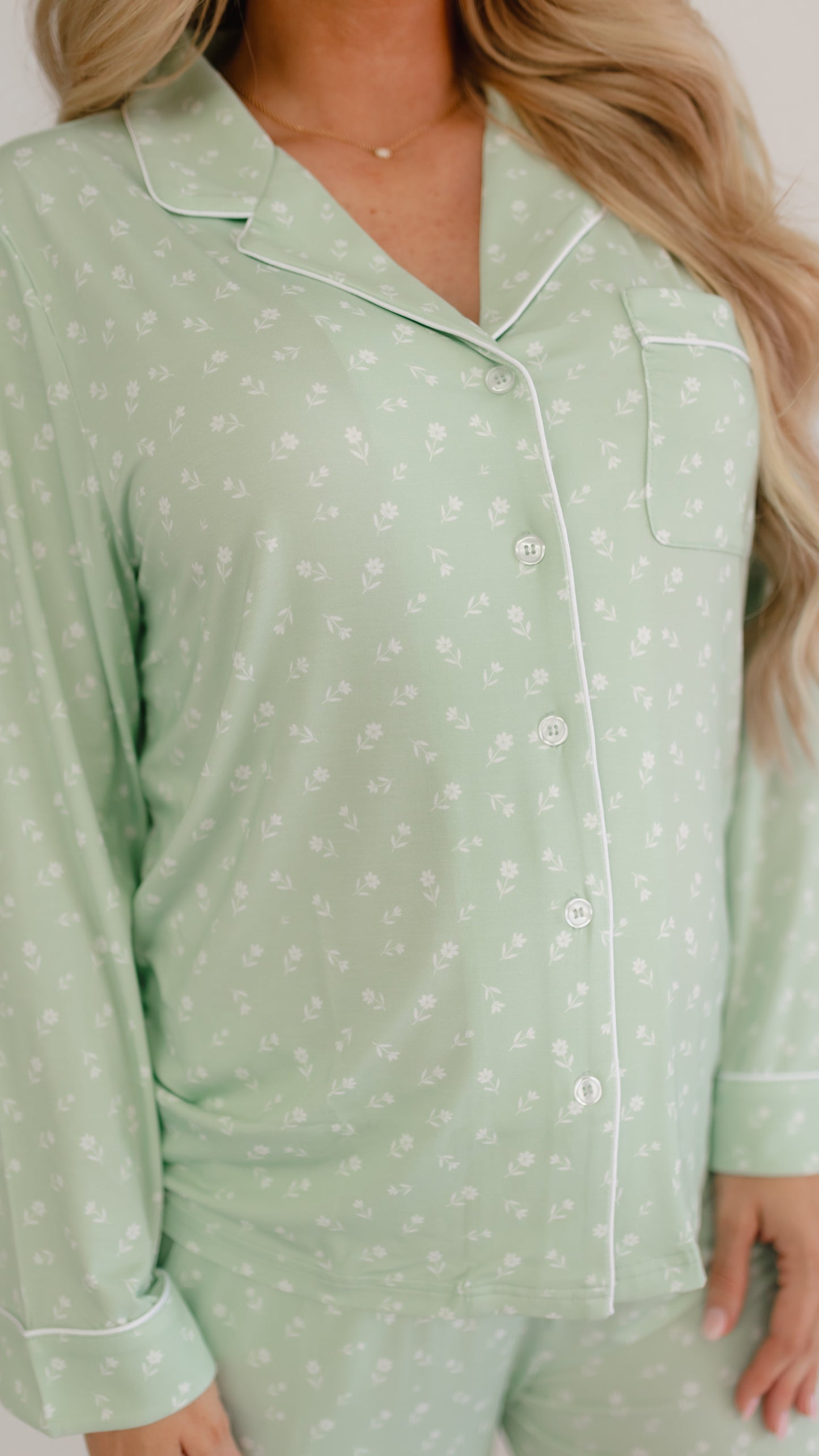 Womens Button Up Set In Meadow Bloom