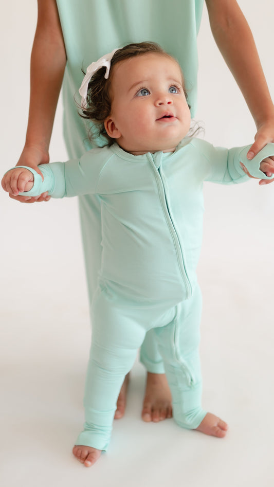 Infant Romper in Seafoam
