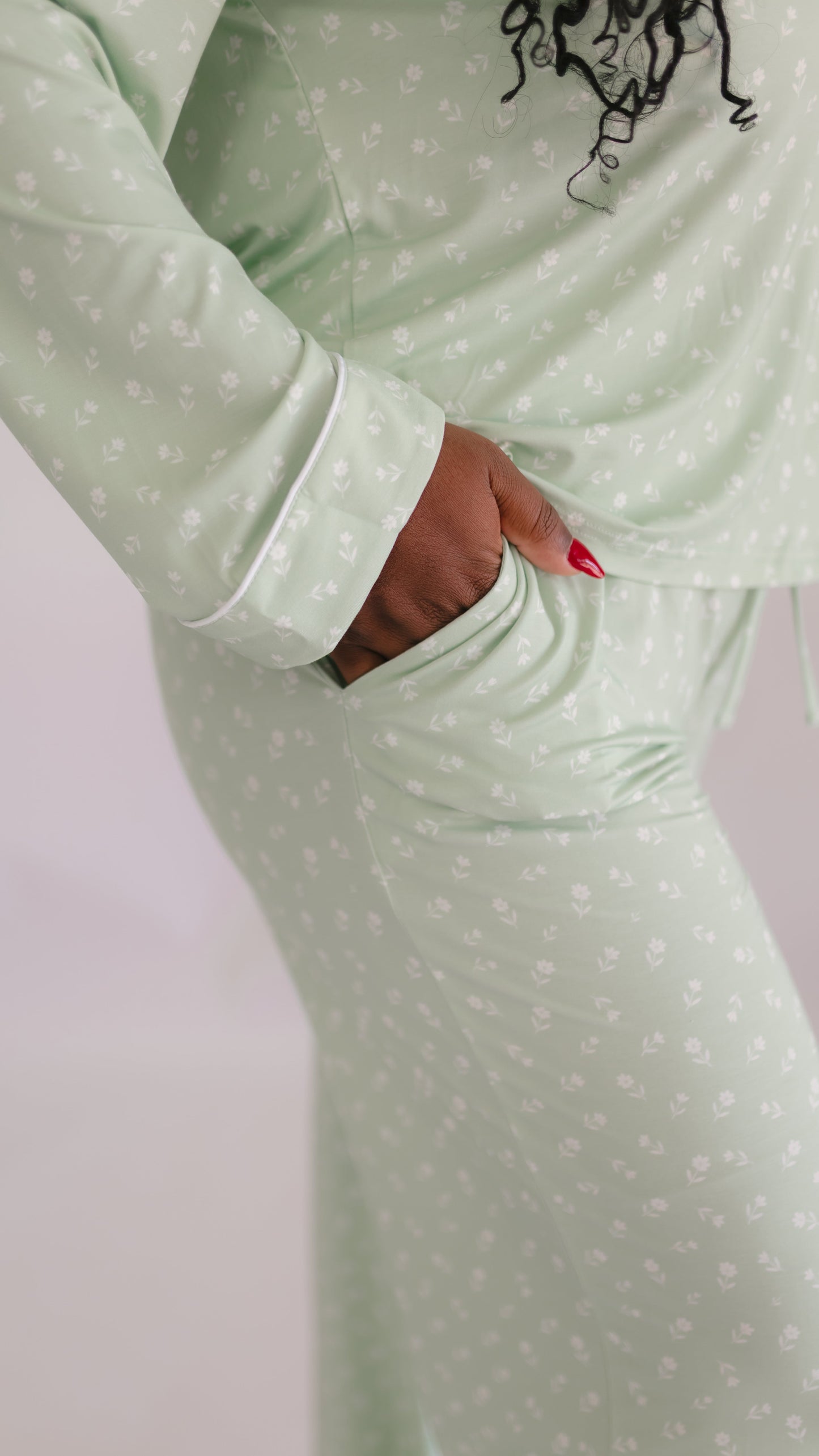 Womens Button Up Set In Meadow Bloom