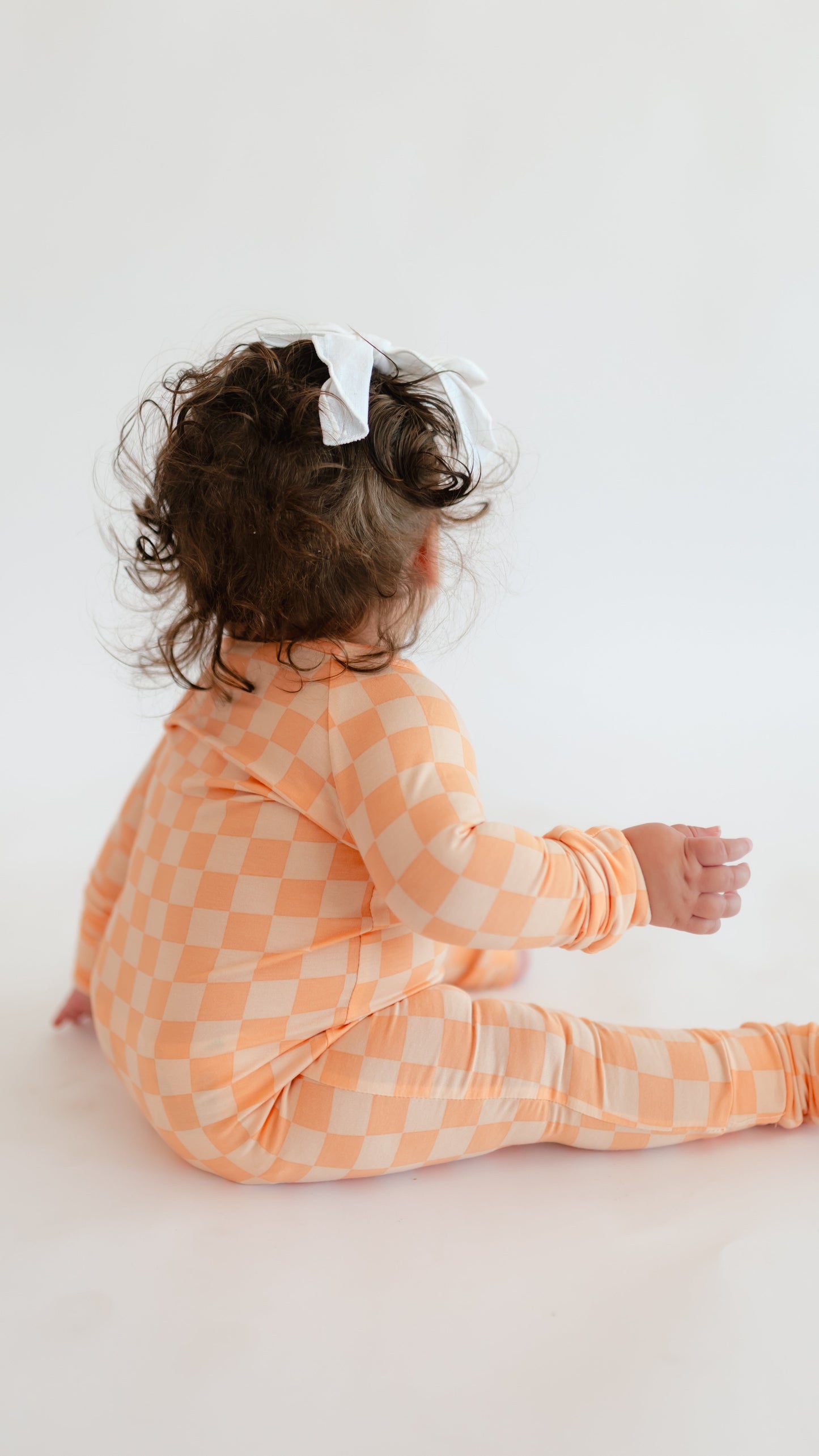 Infant Romper in Orange Checkered