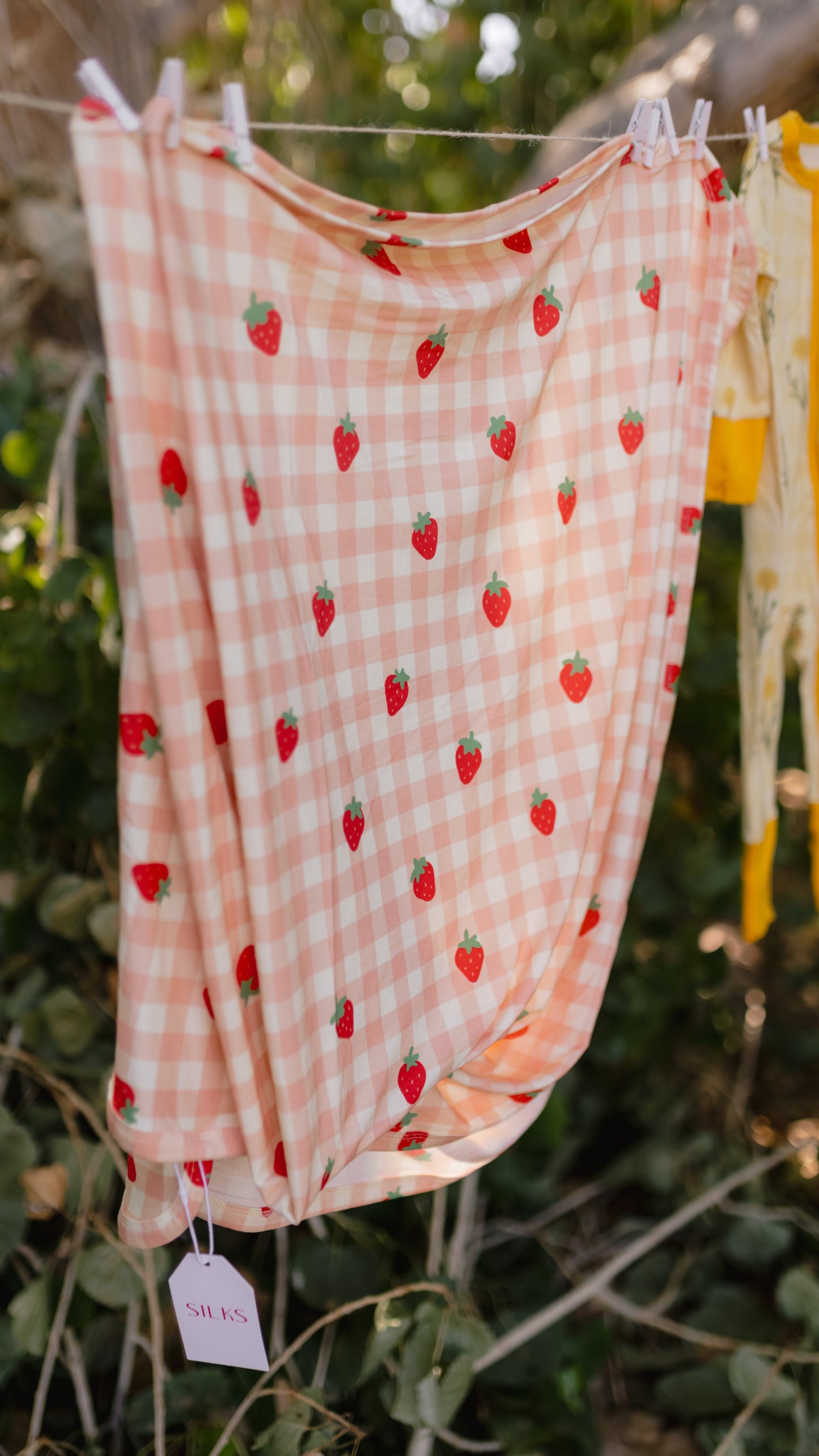 Infant Swaddle in Strawberry Gingham