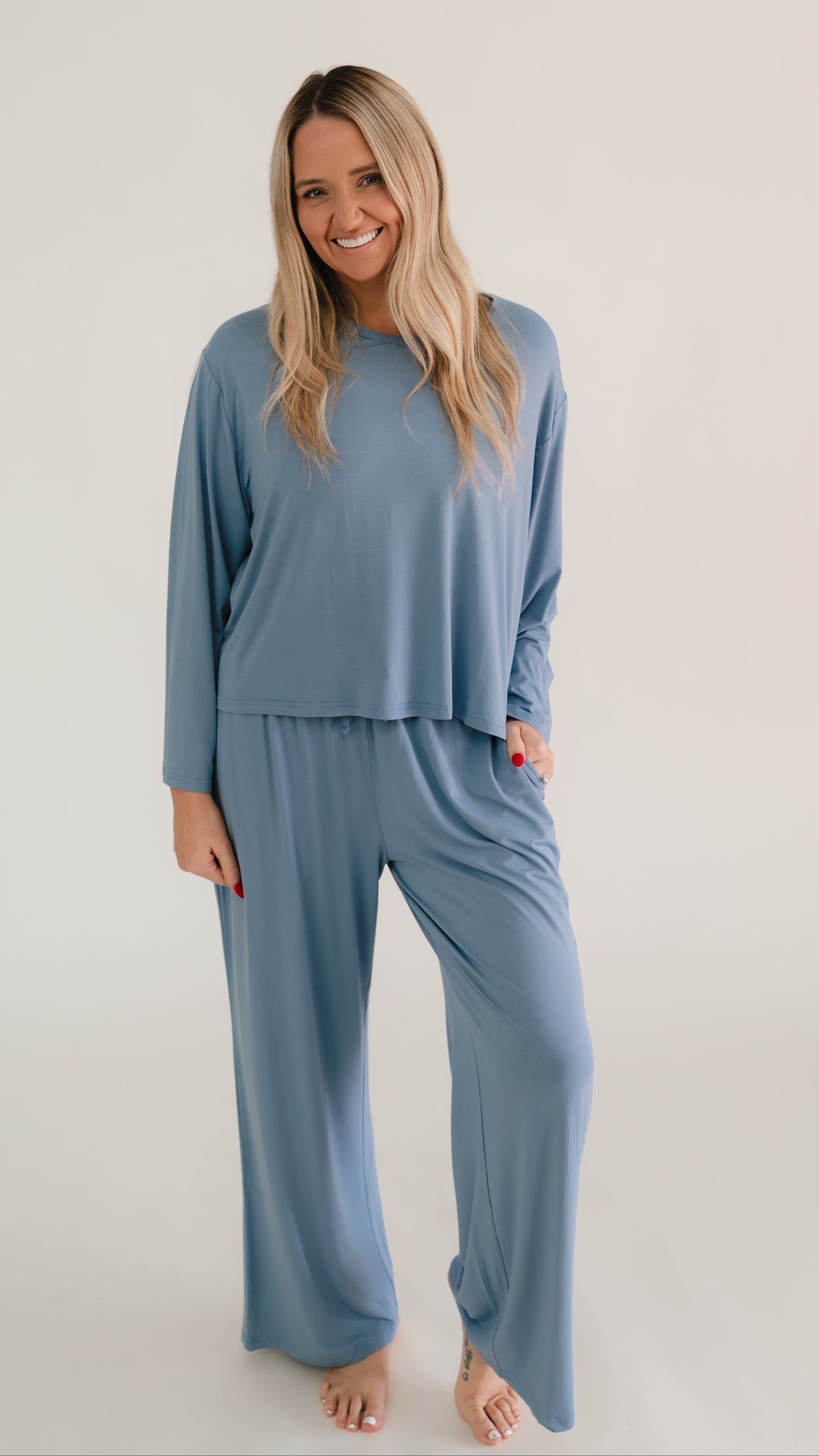 Women's Long Sleeve and Pants Set In Infinity Blue