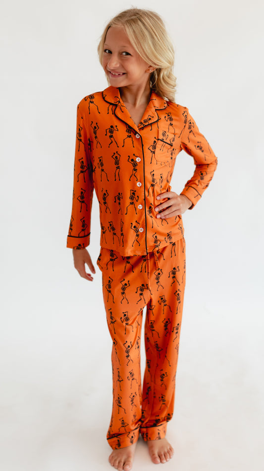 Girl's Button Up Set in Skeletons