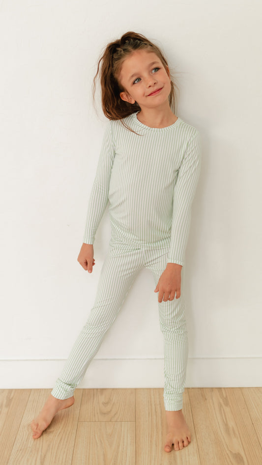 Youth Pajama Set in Meadow Bloom Pin Stripe