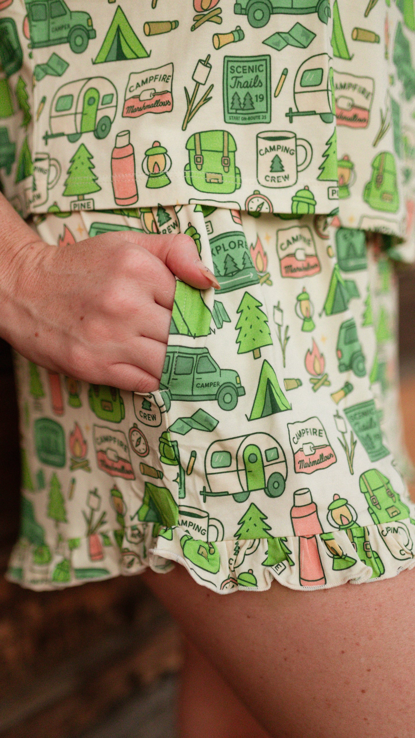 Women’s Ruffle Short Set in Happy Camper