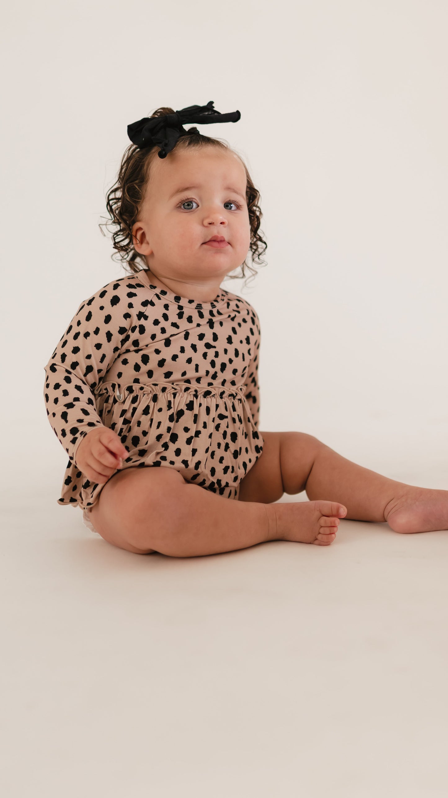Infant Long Sleeve and Skirt Onesie in Brown Cheetah