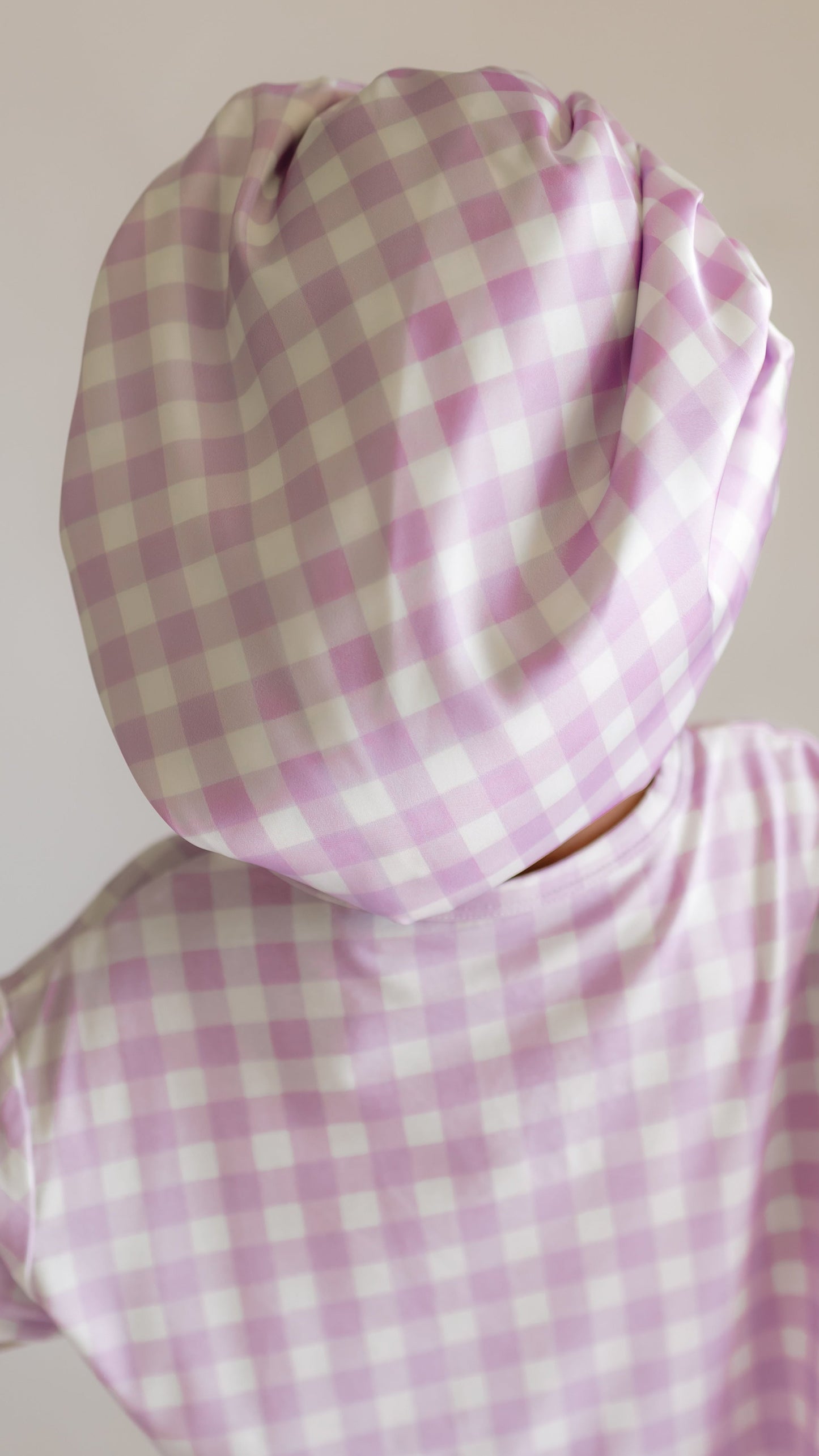 Adult Satin Bonnet in Purple Gingham