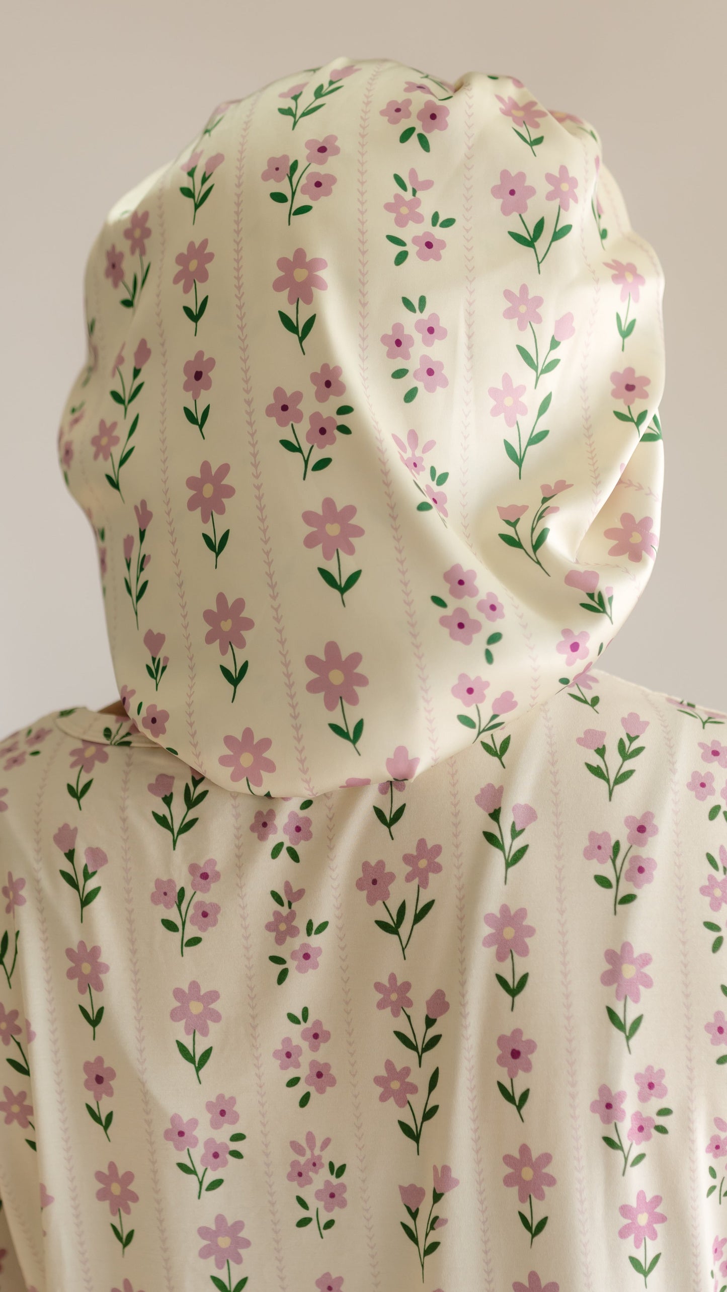 Adult Satin Bonnet in Purple Floral