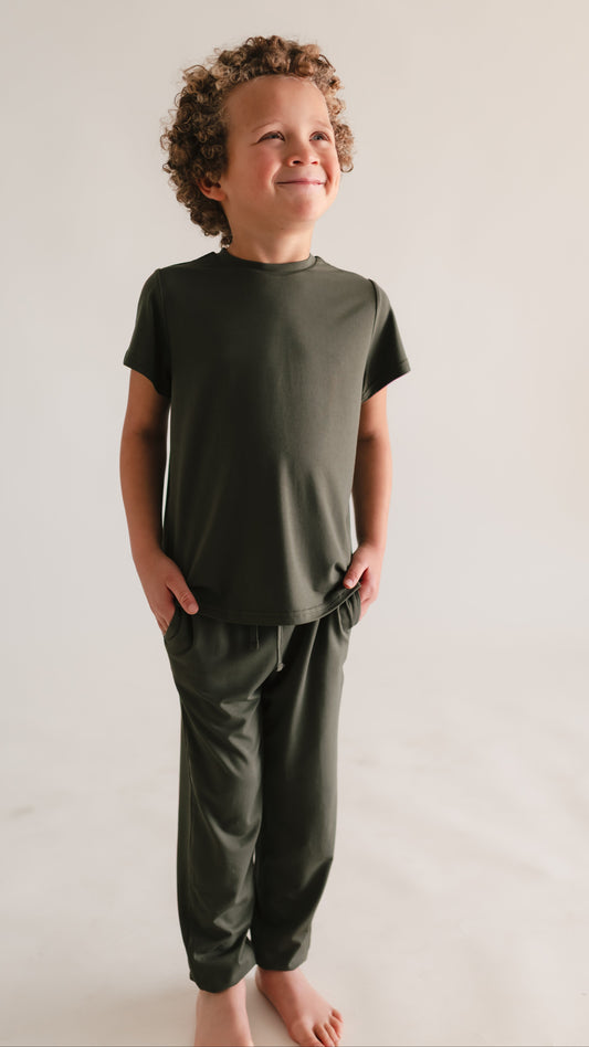 Youth Jogger Set In Emerald Green