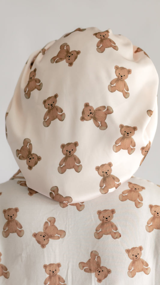 Kids Satin Bonnet in Bears