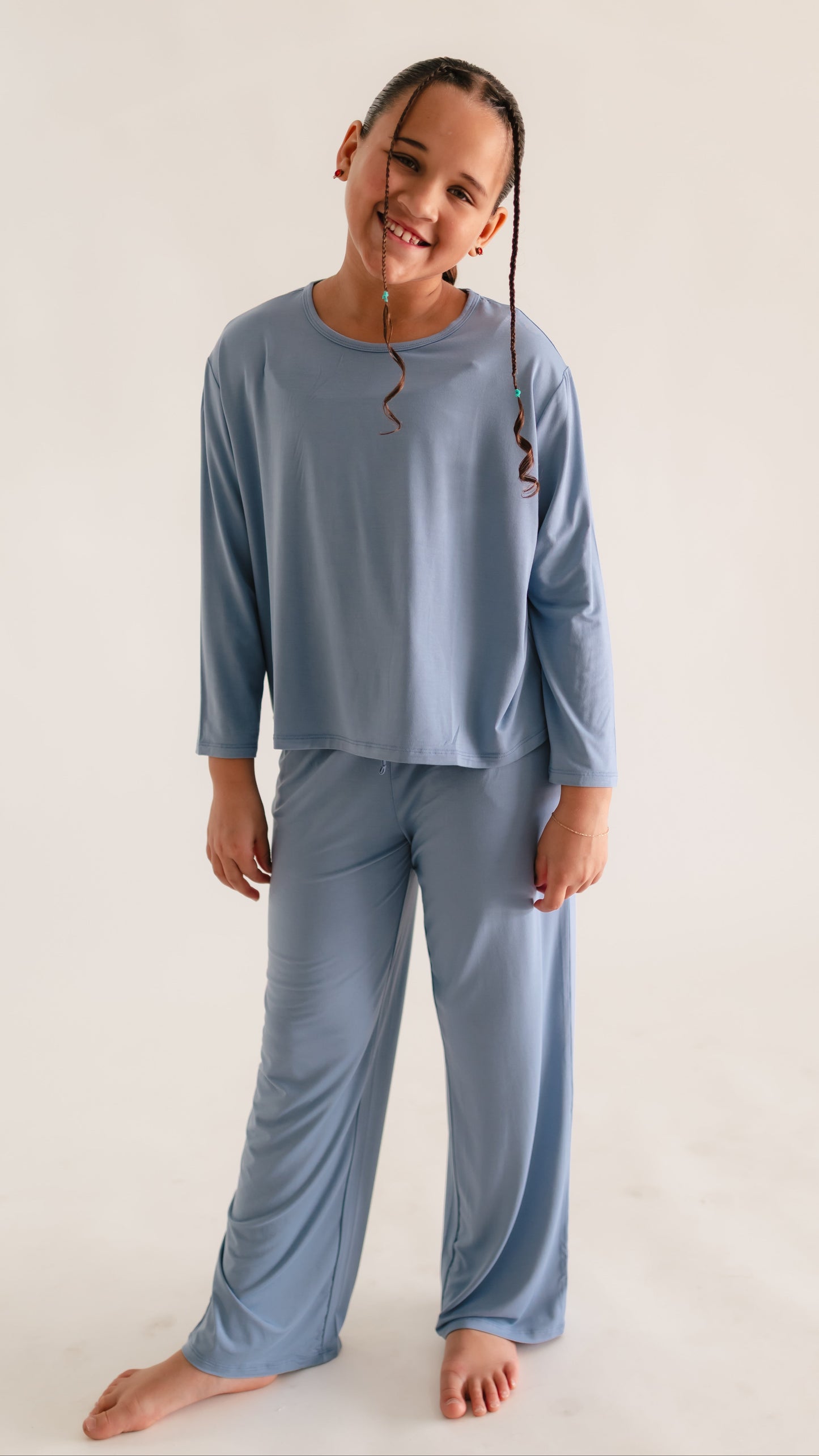 Girl's Long Sleeve and Pants Set in Infinity Blue