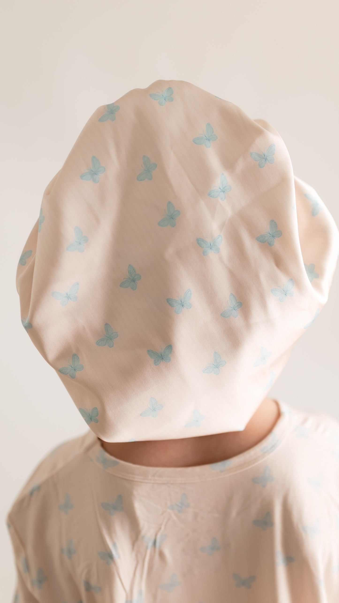 Adult Satin Bonnet in Blue Butterflies