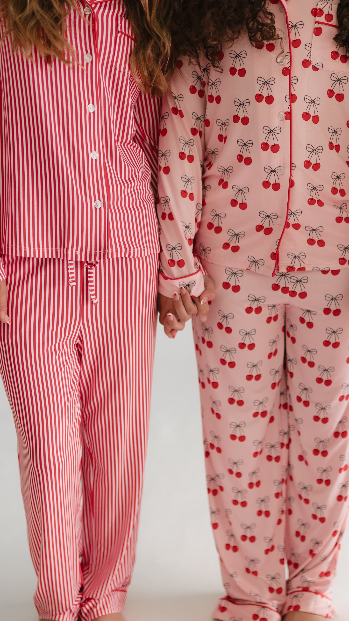 Girl's Button Up Set in Red Pin Stripes