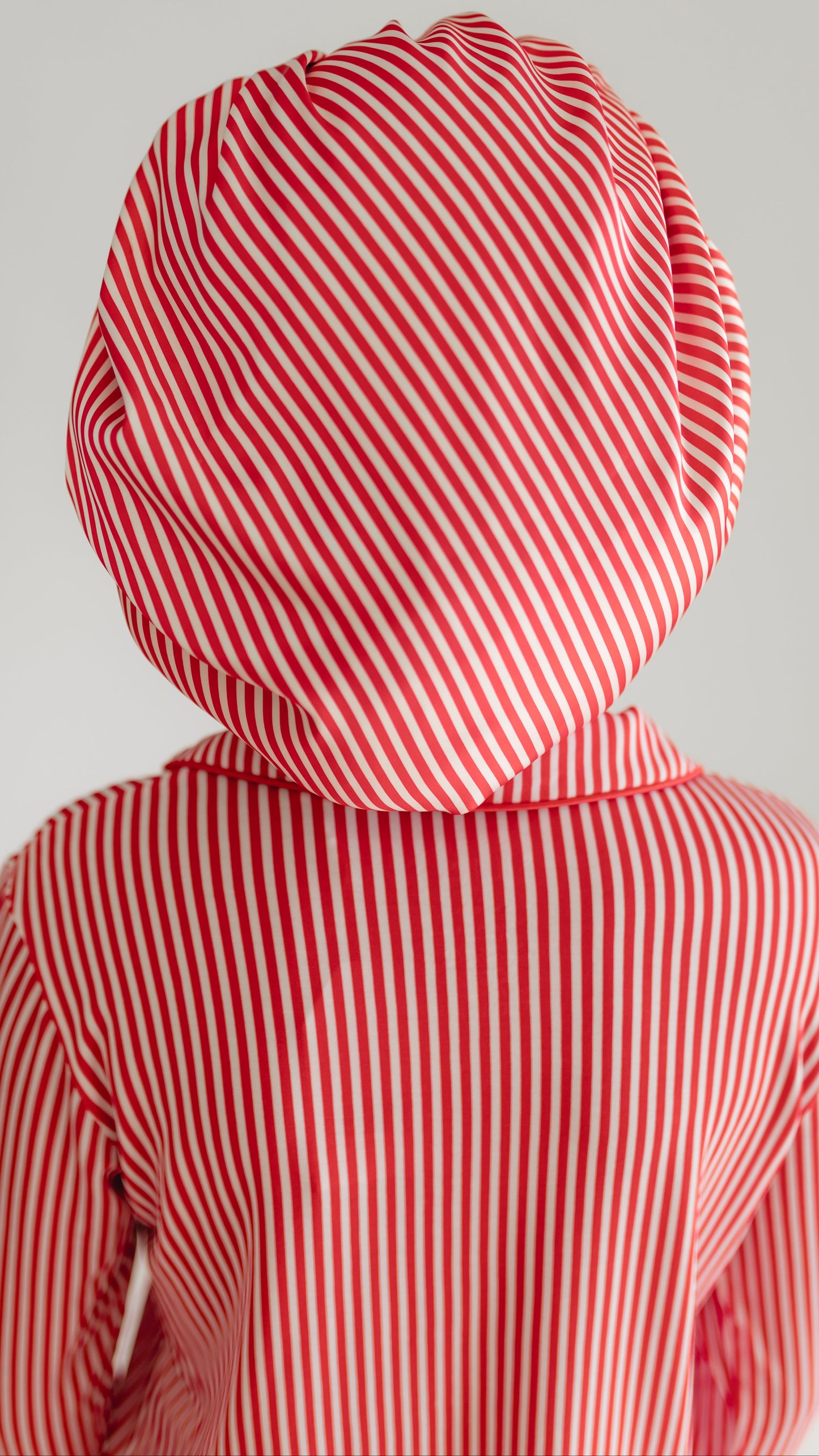 Kids Satin Bonnet in Red Pin Stripes