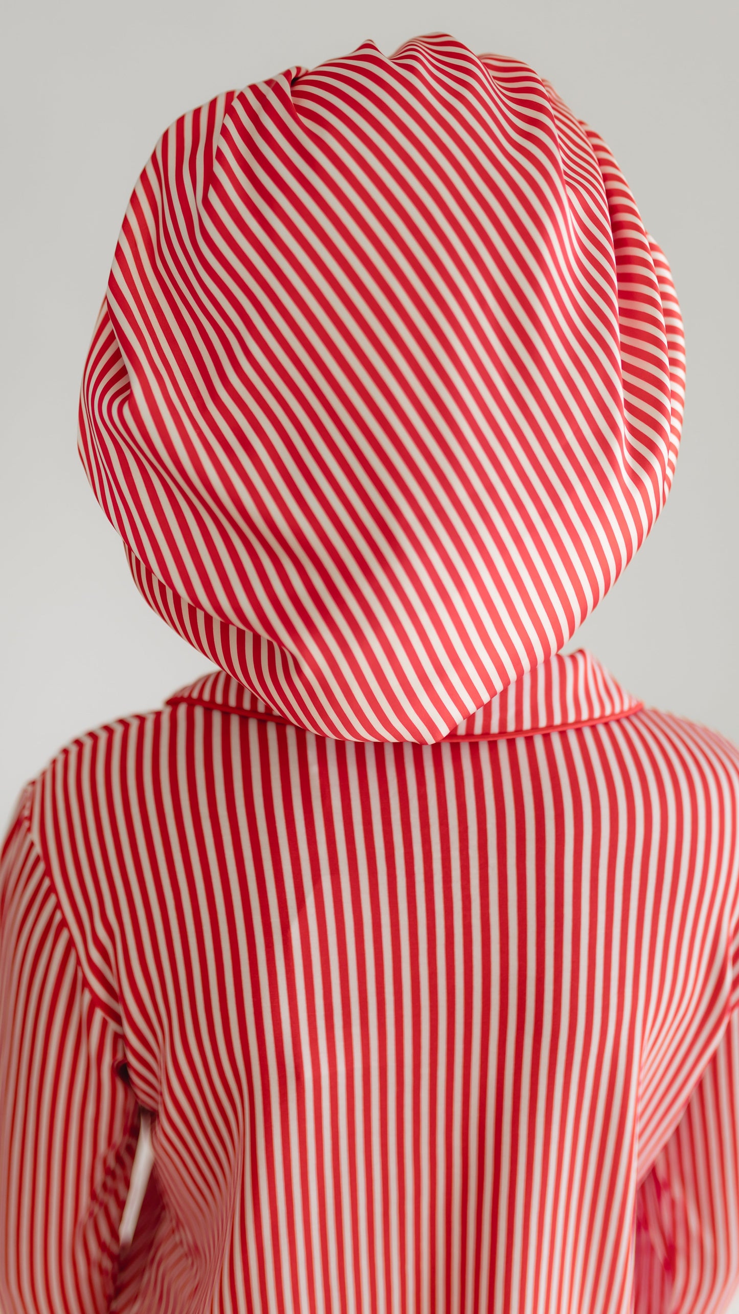 Adult Satin Bonnet in Red Pin Stripes