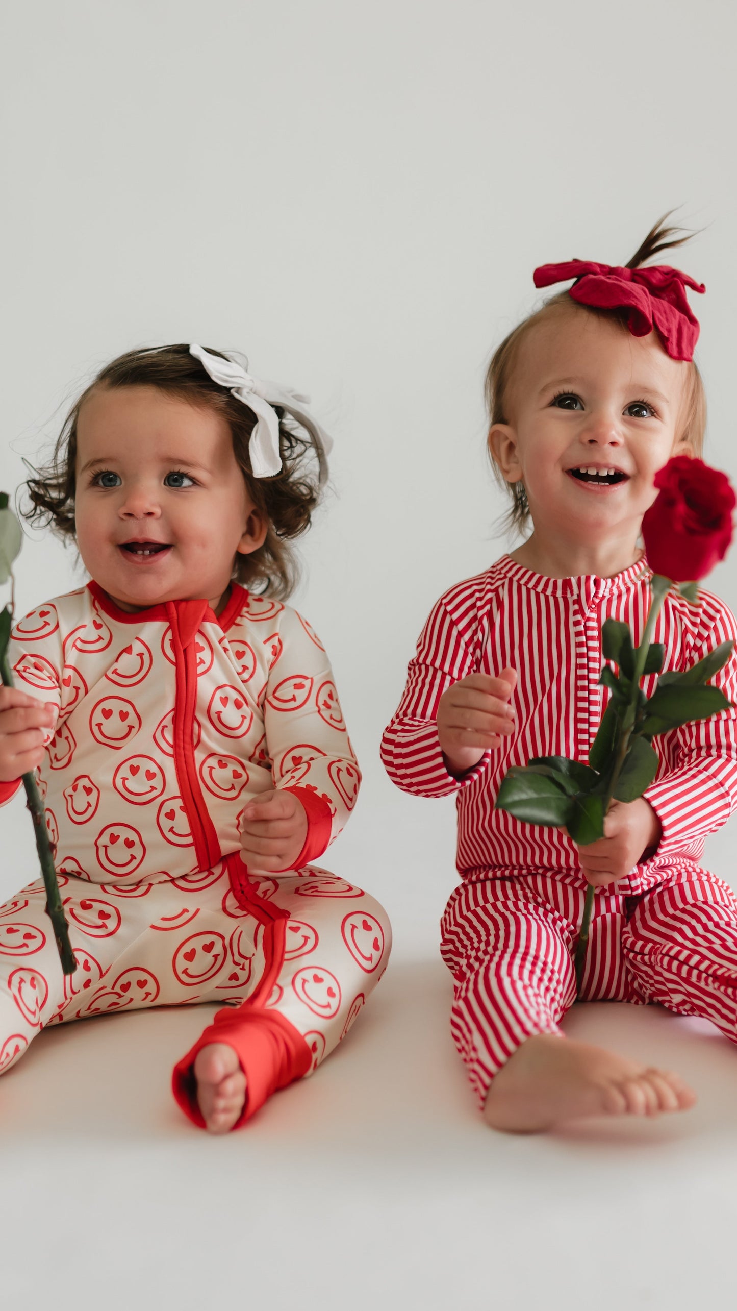 Infant Romper in Red Pin Stripes