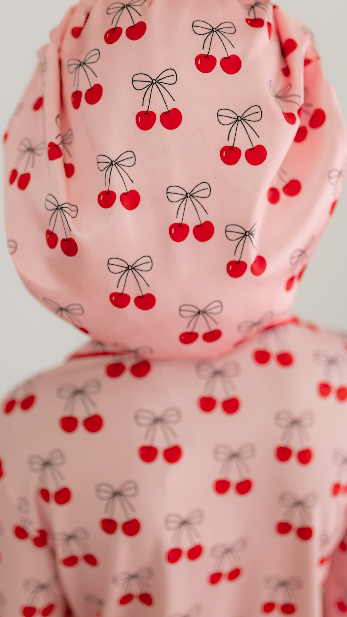 Adult Satin Bonnet in Pink Cherry Bows