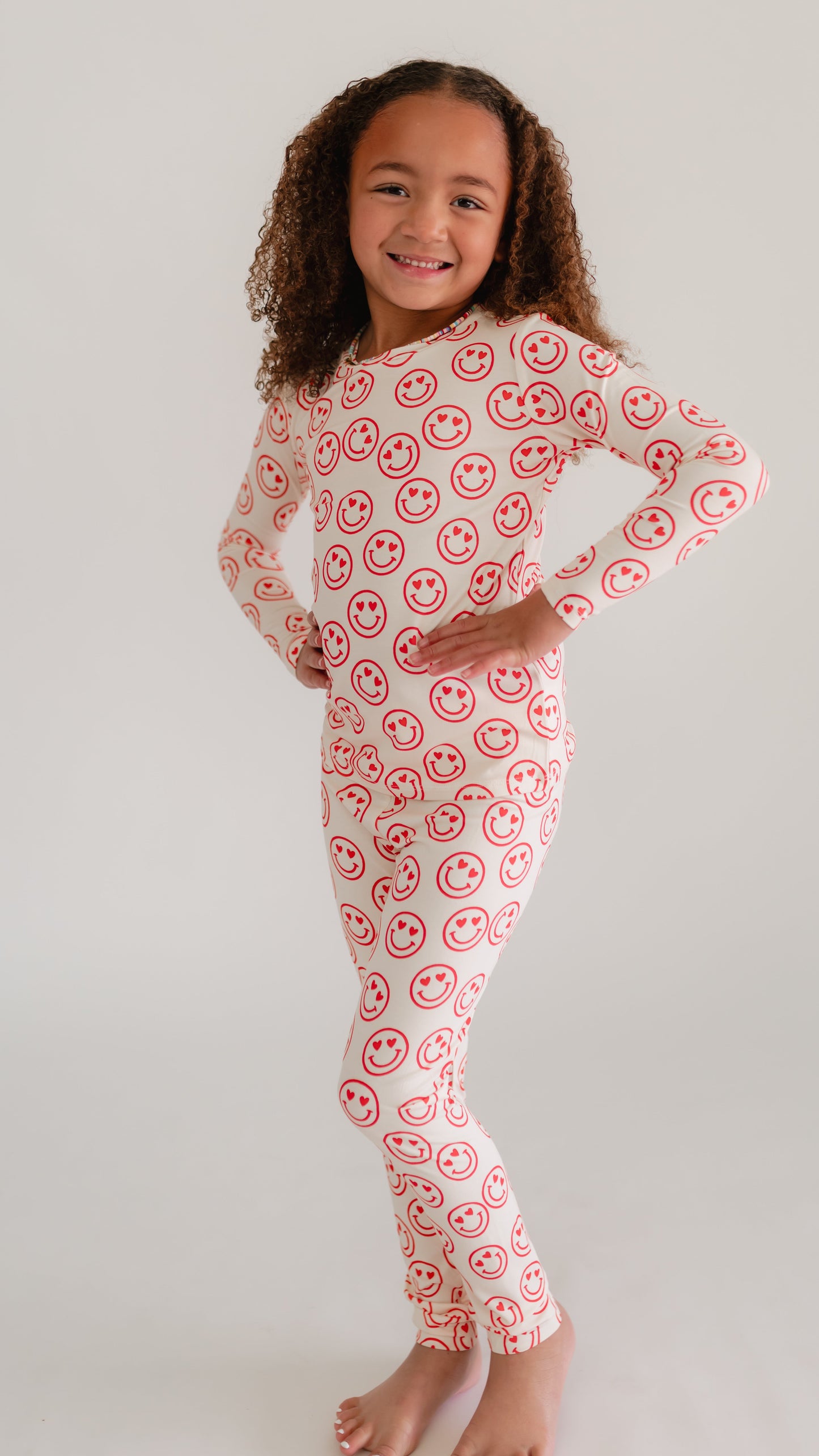 Youth Pajama Set in Heart Smileys