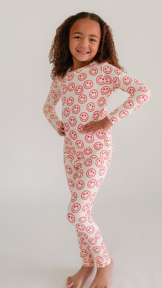 Youth Pajama Set in Heart Smileys