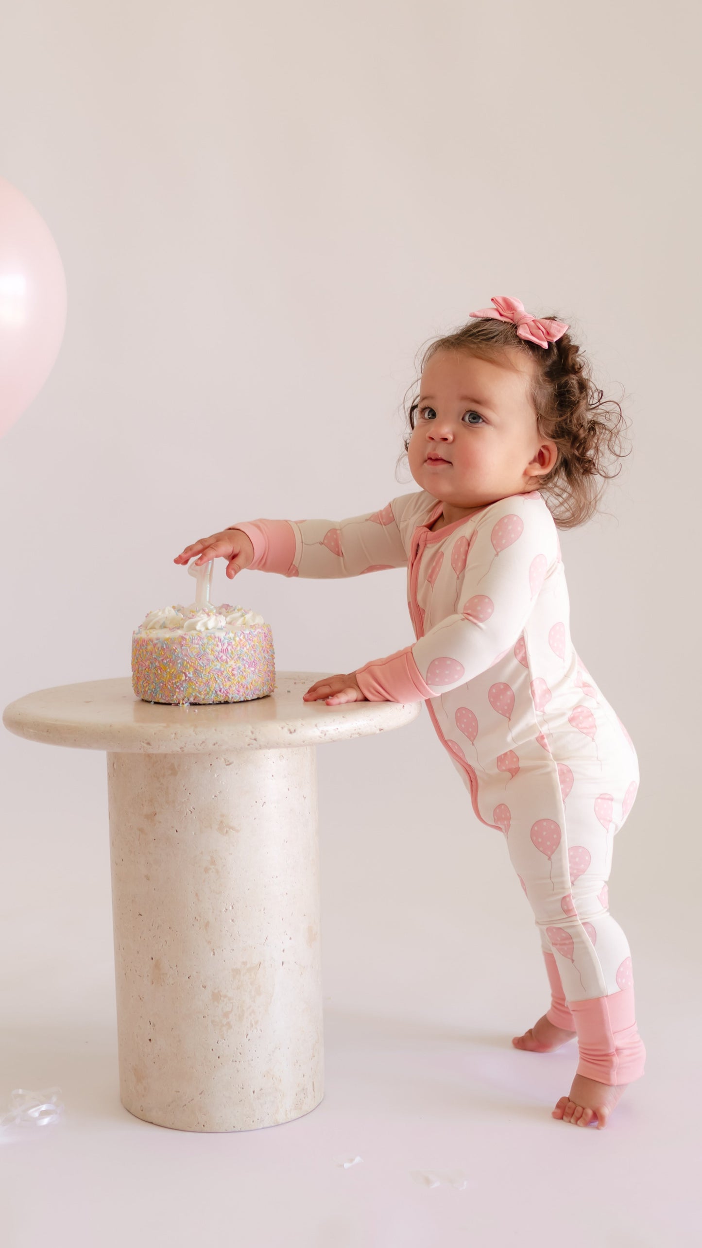 Infant Romper in Pink Balloons